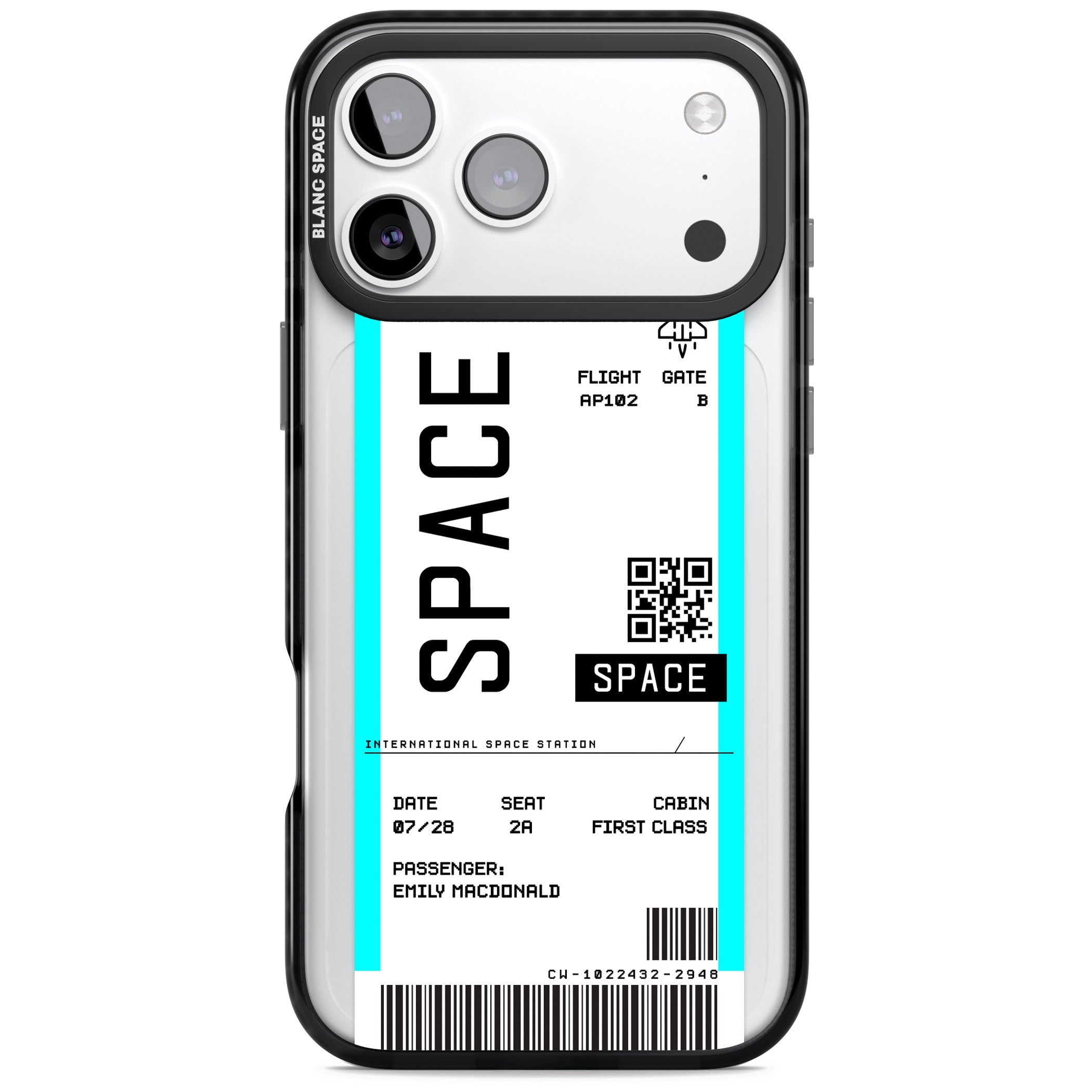 Personalised Space Travel Ticket iPhone 17 Pro Impact Pro Black Phone Case