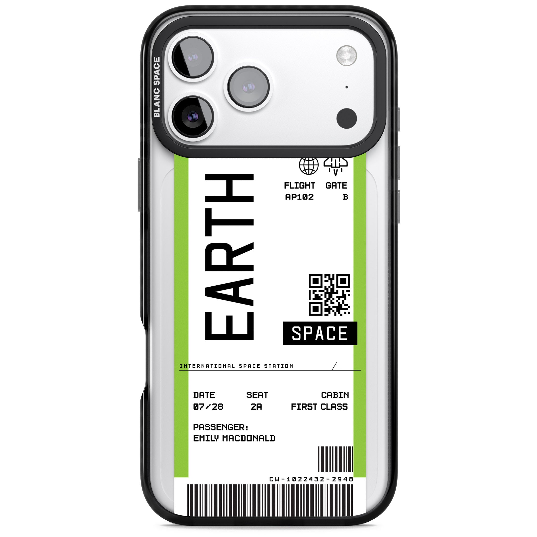Personalised Earth Travel Ticket iPhone 17 Pro Impact Pro Black Phone Case