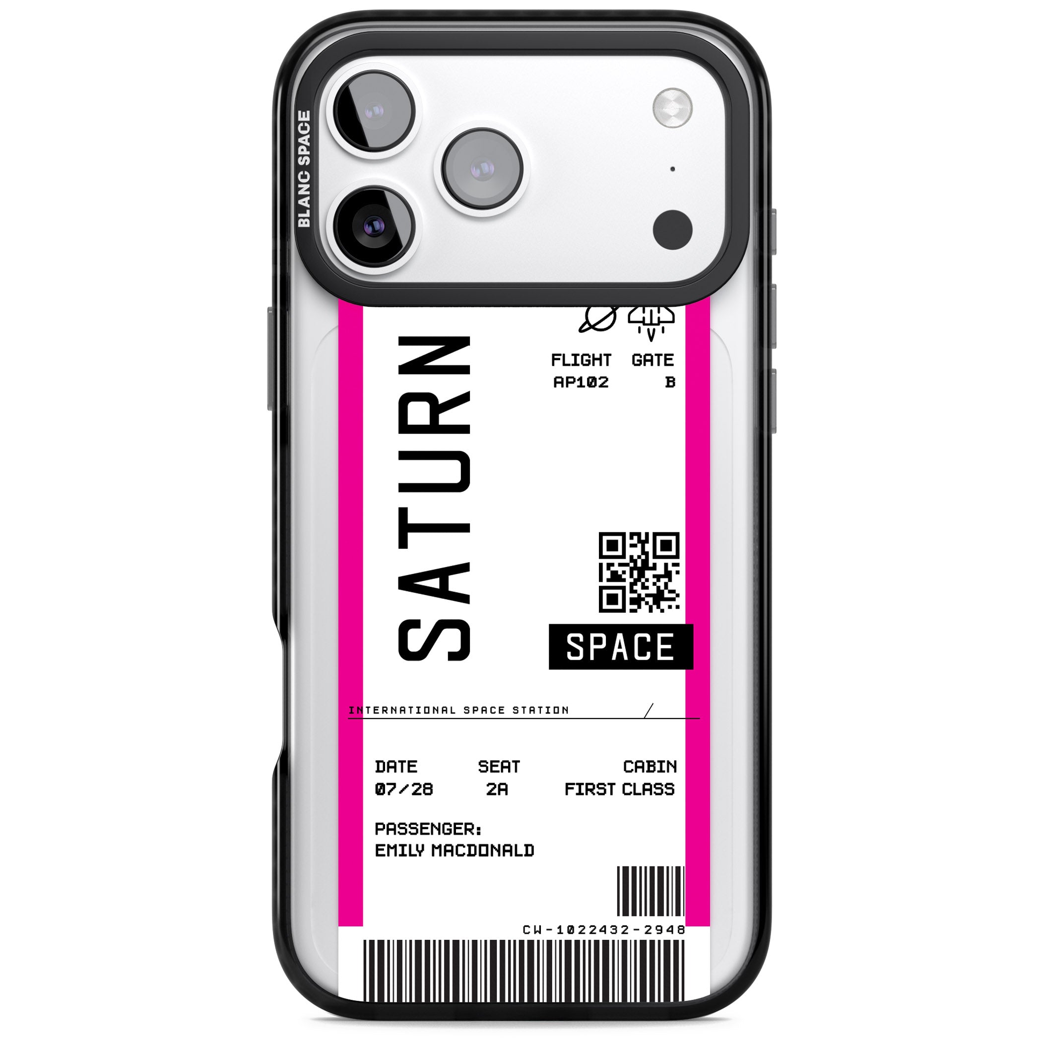 Personalised Saturn Travel Ticket iPhone 17 Pro Impact Pro Black Phone Case