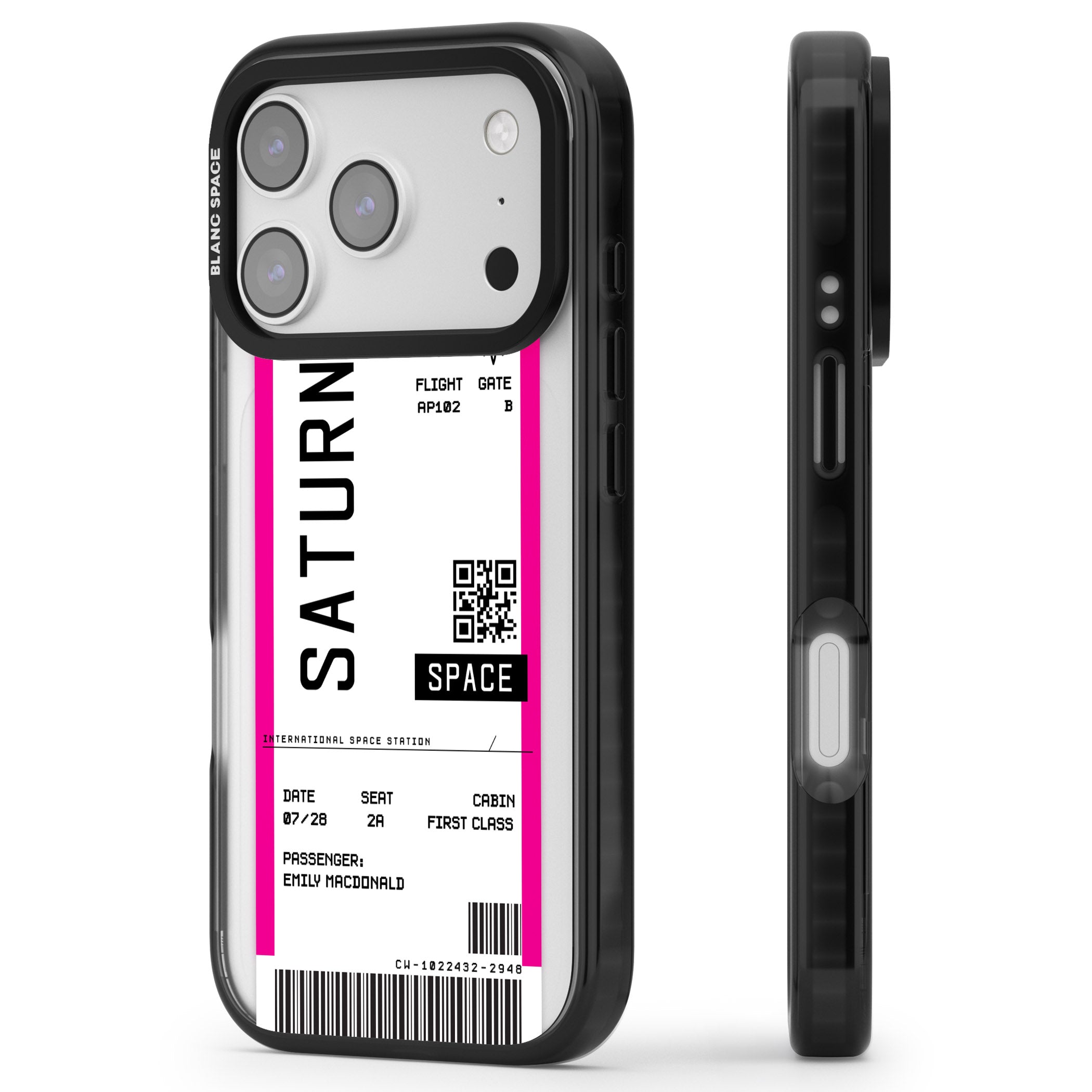 Personalised Saturn Travel Ticket iPhone 17 Pro Impact Pro Black Phone Case Side Profile