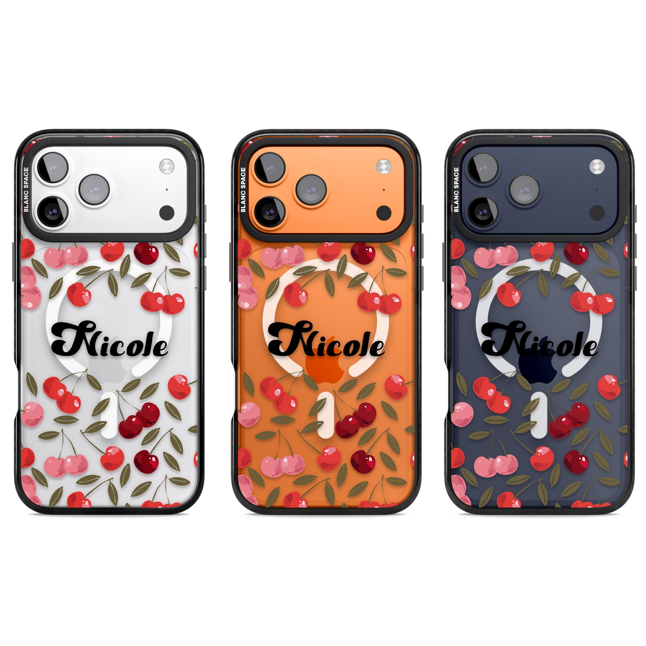 Personalised Cherry Pattern iPhone 17 Pro Impact Pro Black Phone Case APT Impact Protection