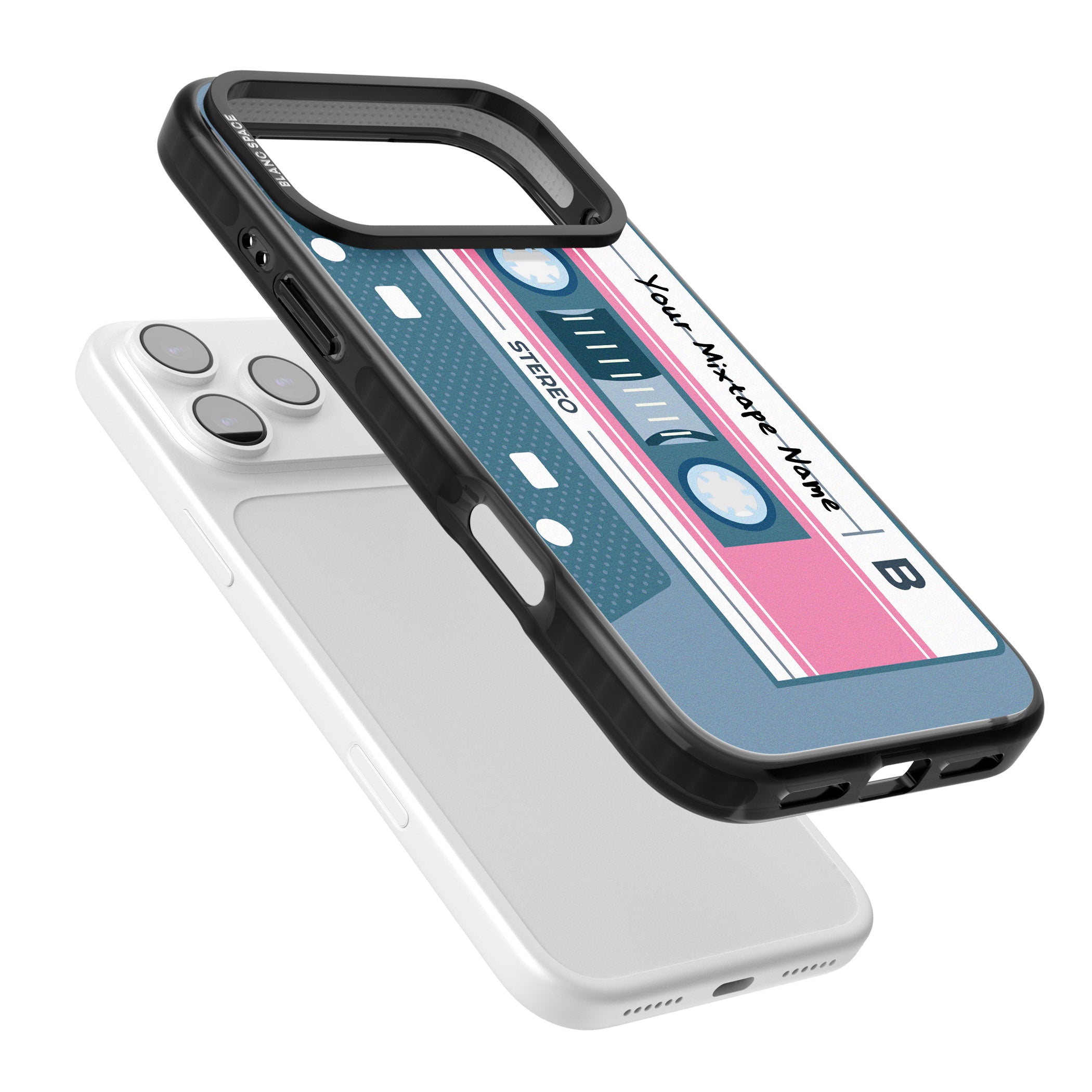 Personalised Retro Cassette Mixtape iPhone 17 Pro Impact Pro Black Phone Case Colours
