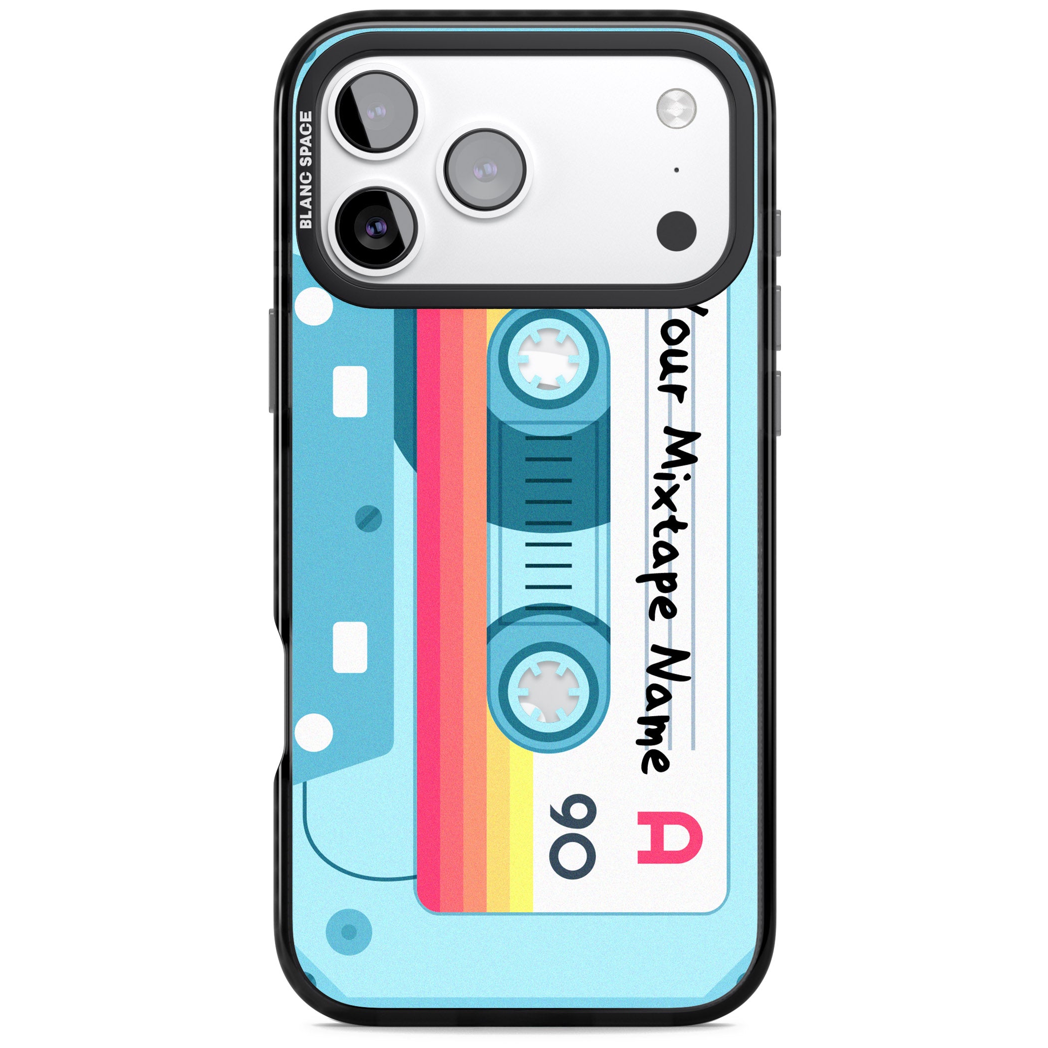 Personalised Retro Mixtape Sporty iPhone 17 Pro Impact Pro Black Phone Case