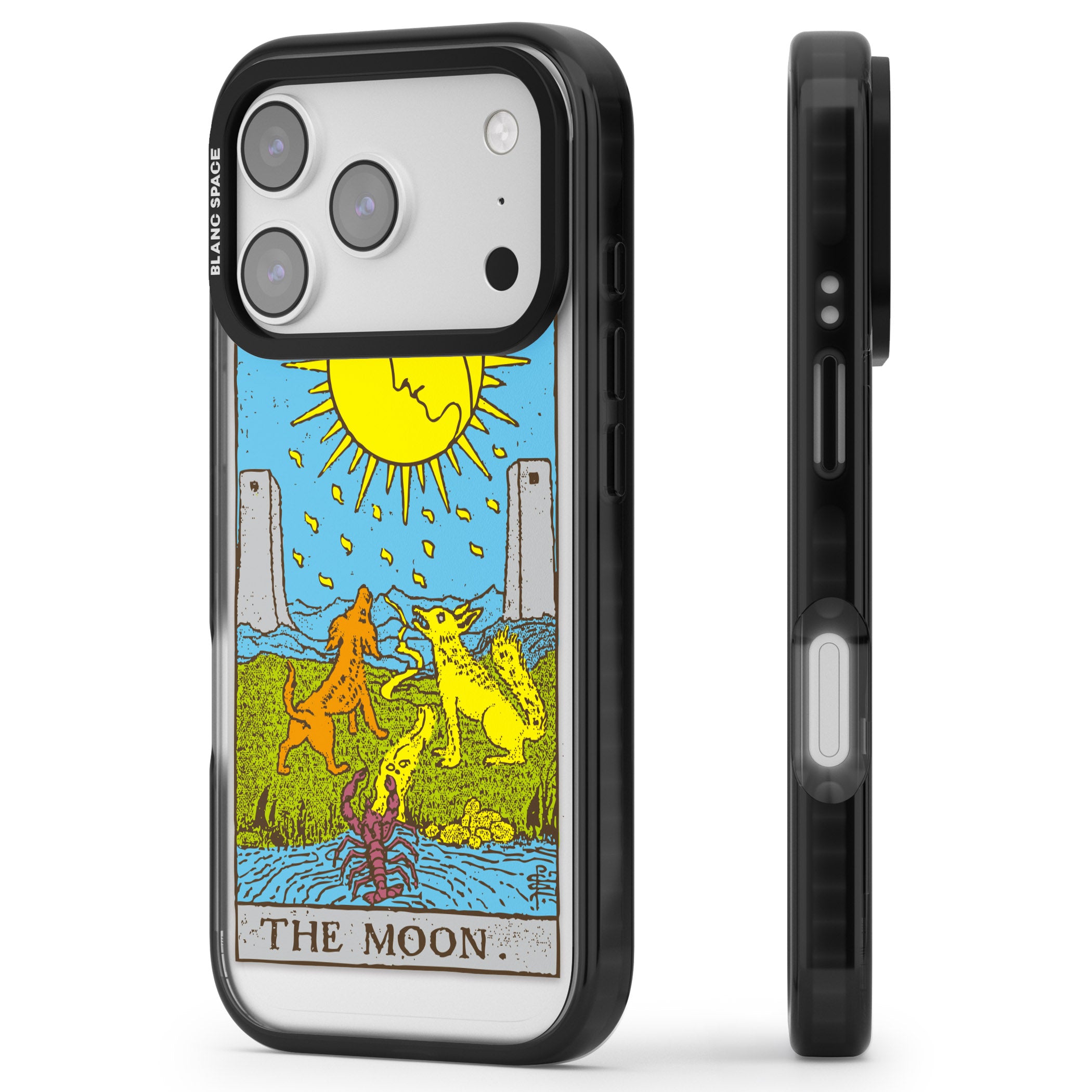 Personalised The Moon Tarot Card (Color) iPhone 17 Pro Impact Pro Black Phone Case Side Profile
