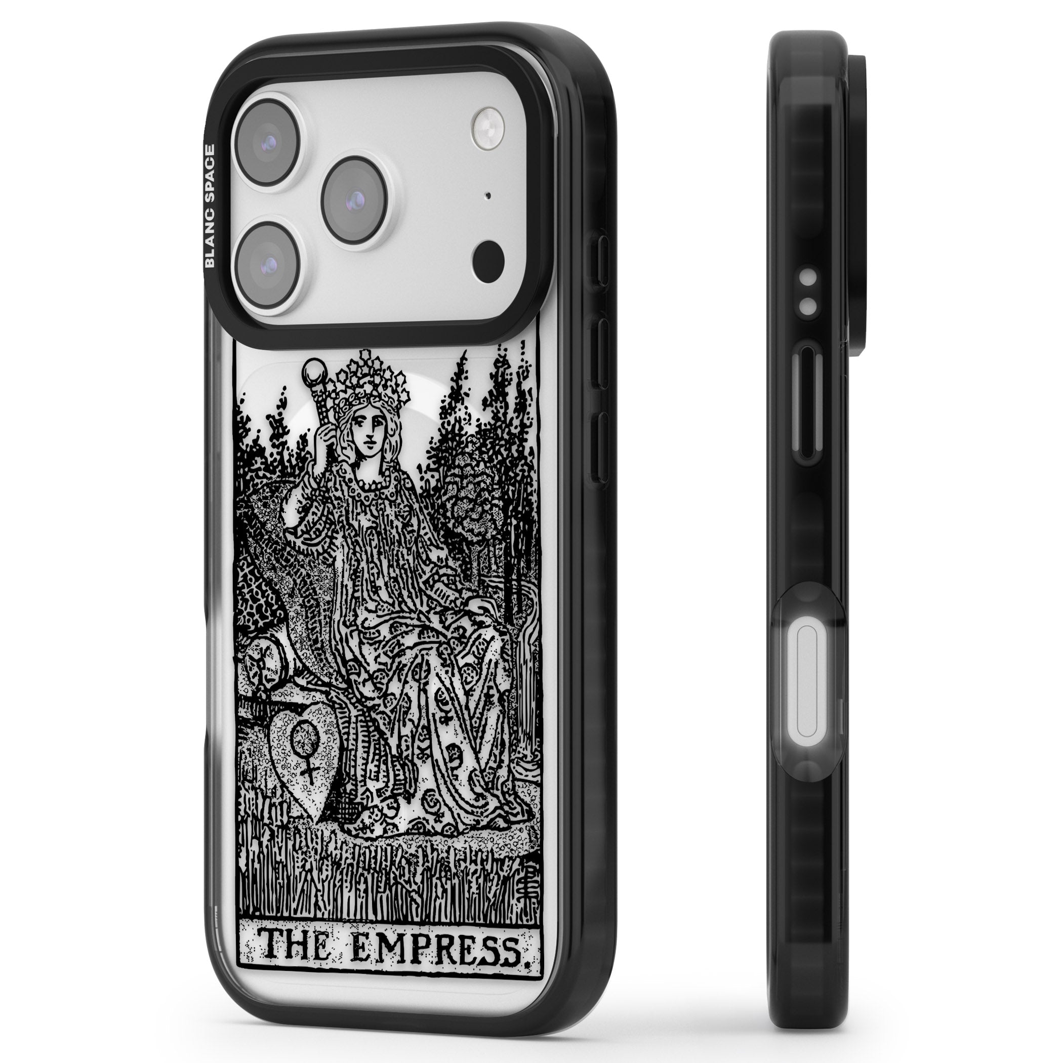 Personalised The Empress Tarot Card (Clear) iPhone 17 Pro Impact Pro Black Phone Case Side Profile