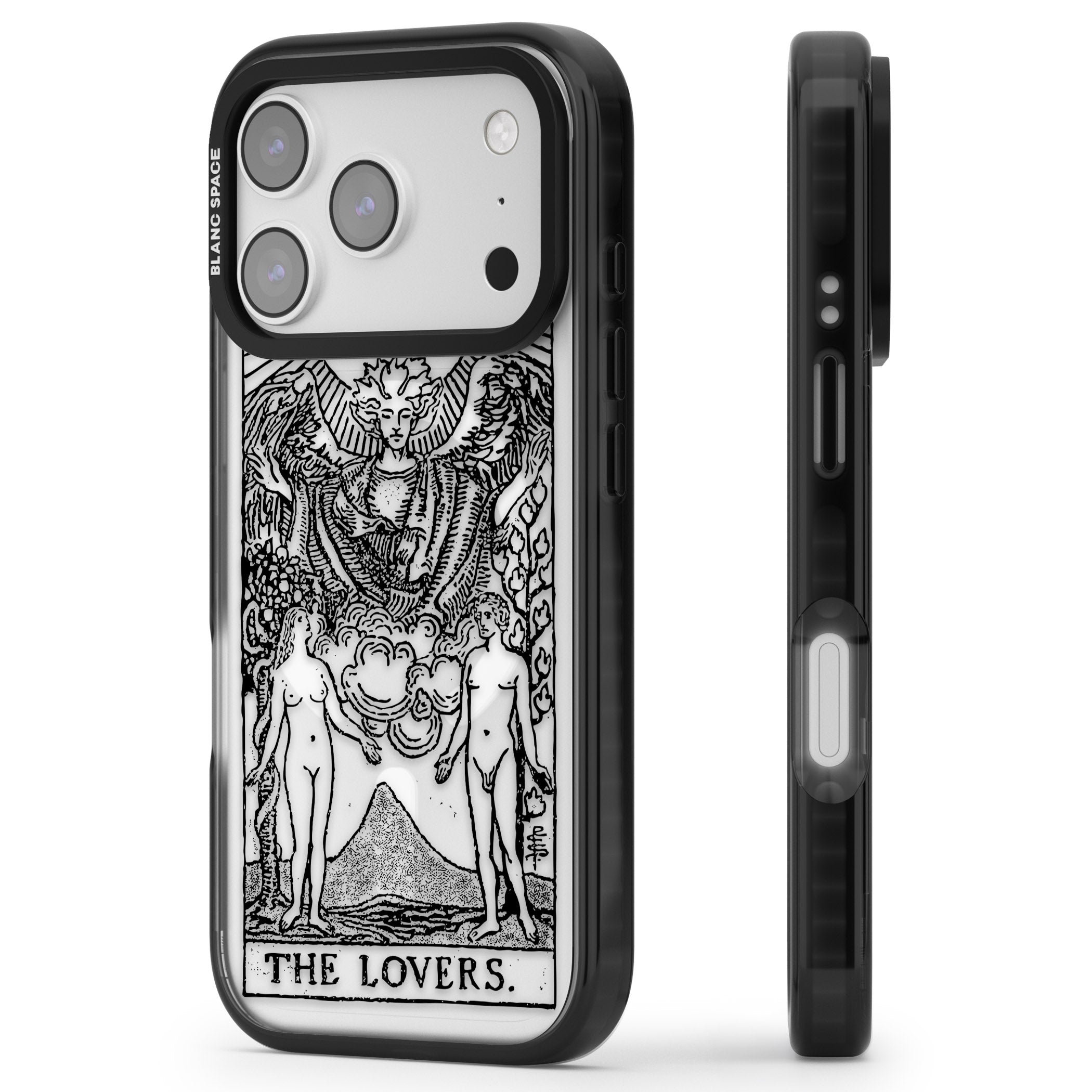 Personalised The Lovers Tarot Card (Clear) iPhone 17 Pro Impact Pro Black Phone Case Side Profile