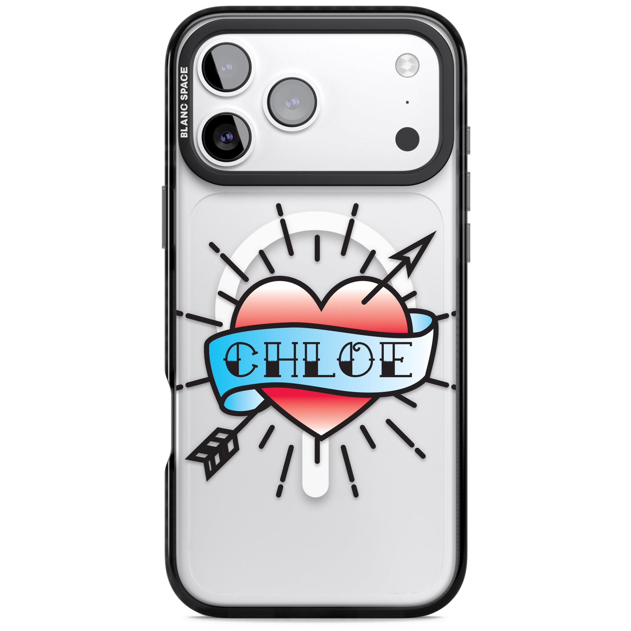 Personalised Heart Tattoo iPhone 17 Pro Impact Pro Black Phone Case