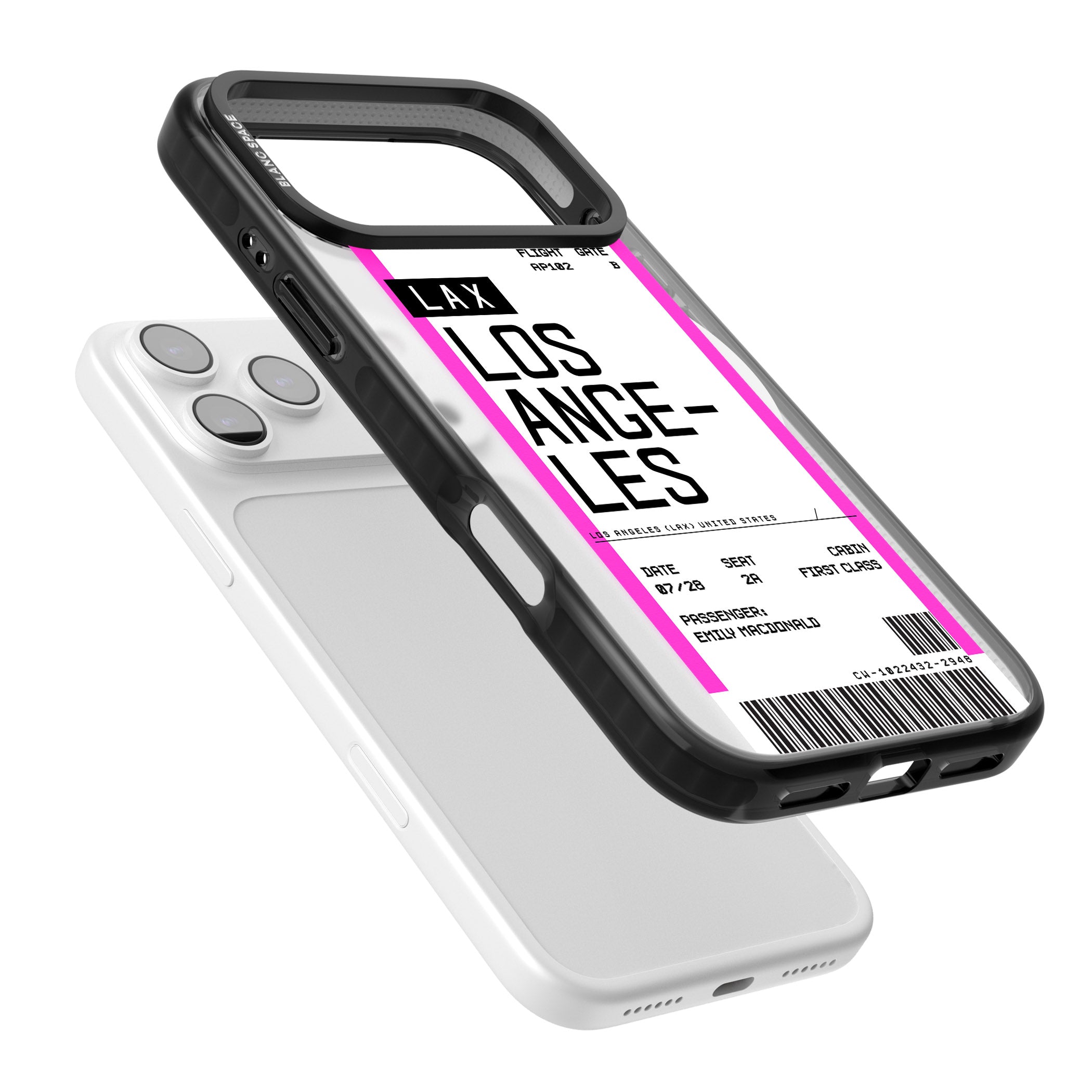 Personalised Los Angeles Boarding Pass iPhone 17 Pro Max Impact Pro Black Phone Case Colours