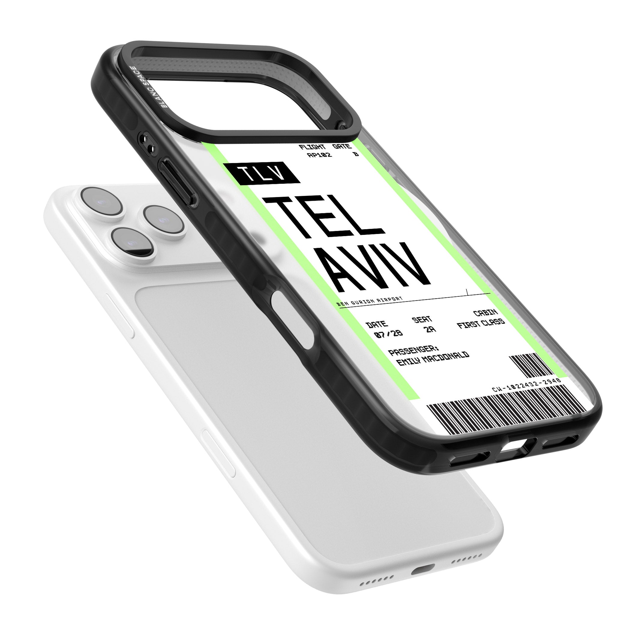 Personalised Tel Aviv Boarding Pass iPhone 17 Pro Impact Pro Black Phone Case Colours