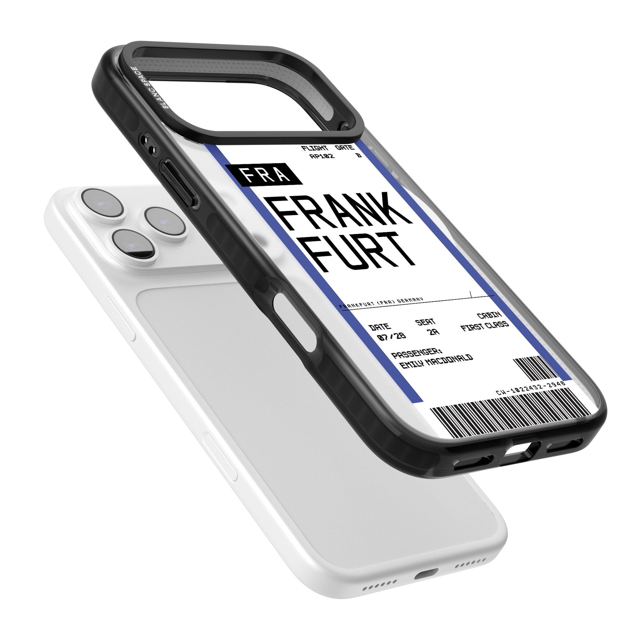 Personalised Frankfurt Boarding Pass iPhone 17 Pro Impact Pro Black Phone Case Colours