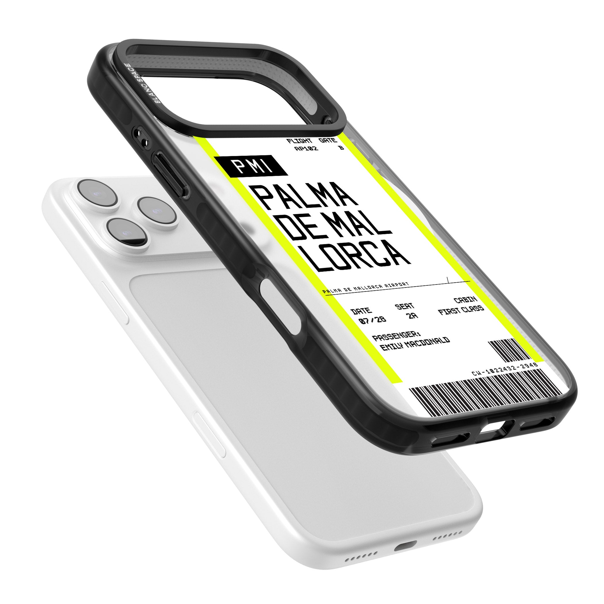 Personalised Palma De Mallorca Boarding Pass iPhone 17 Pro Impact Pro Black Phone Case Colours