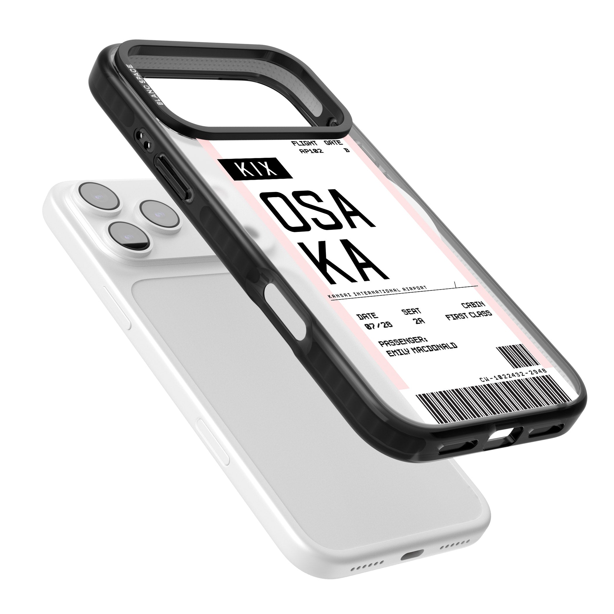 Personalised Osaka Boarding Pass iPhone 17 Pro Max Impact Pro Black Phone Case Colours
