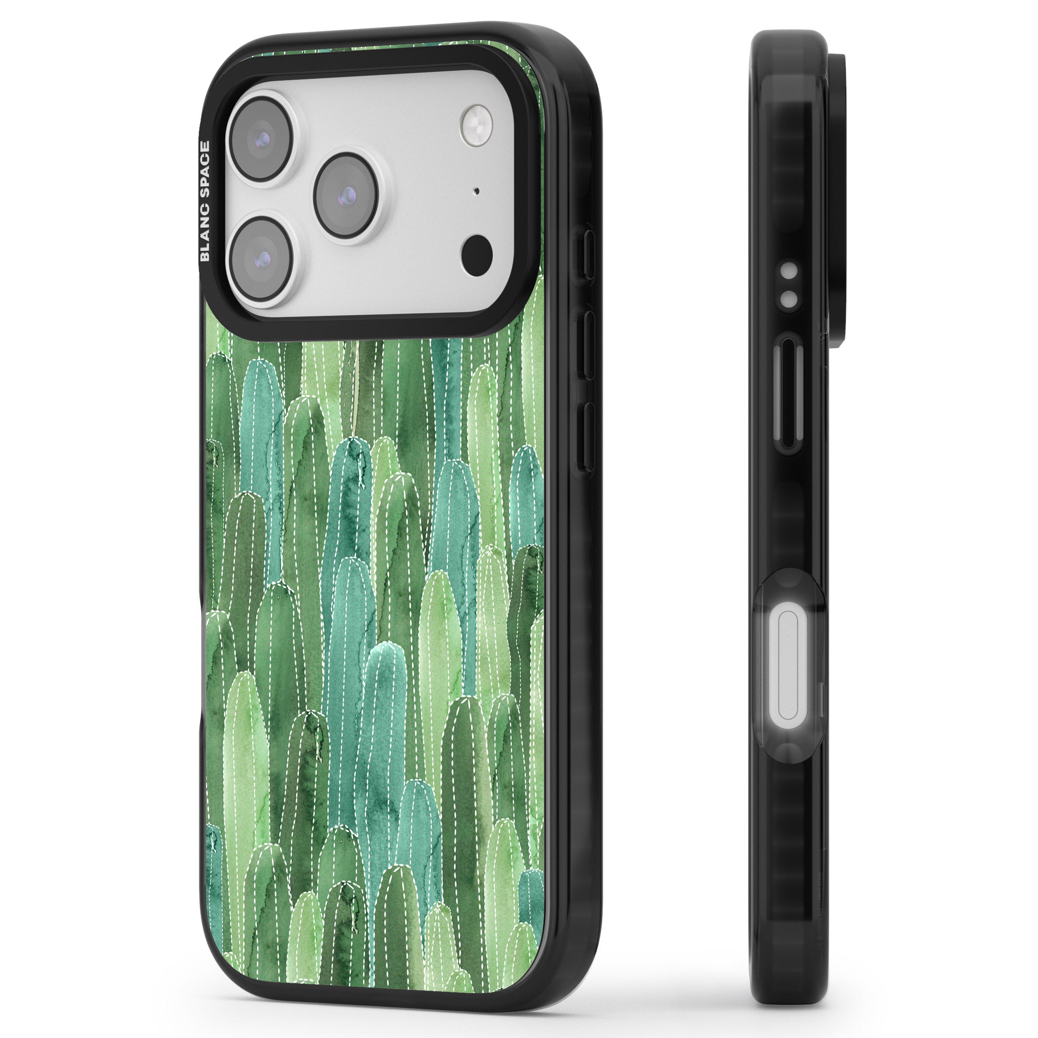 Skinny Cacti iPhone 17 Pro Impact Pro Black Phone Case Side Profile