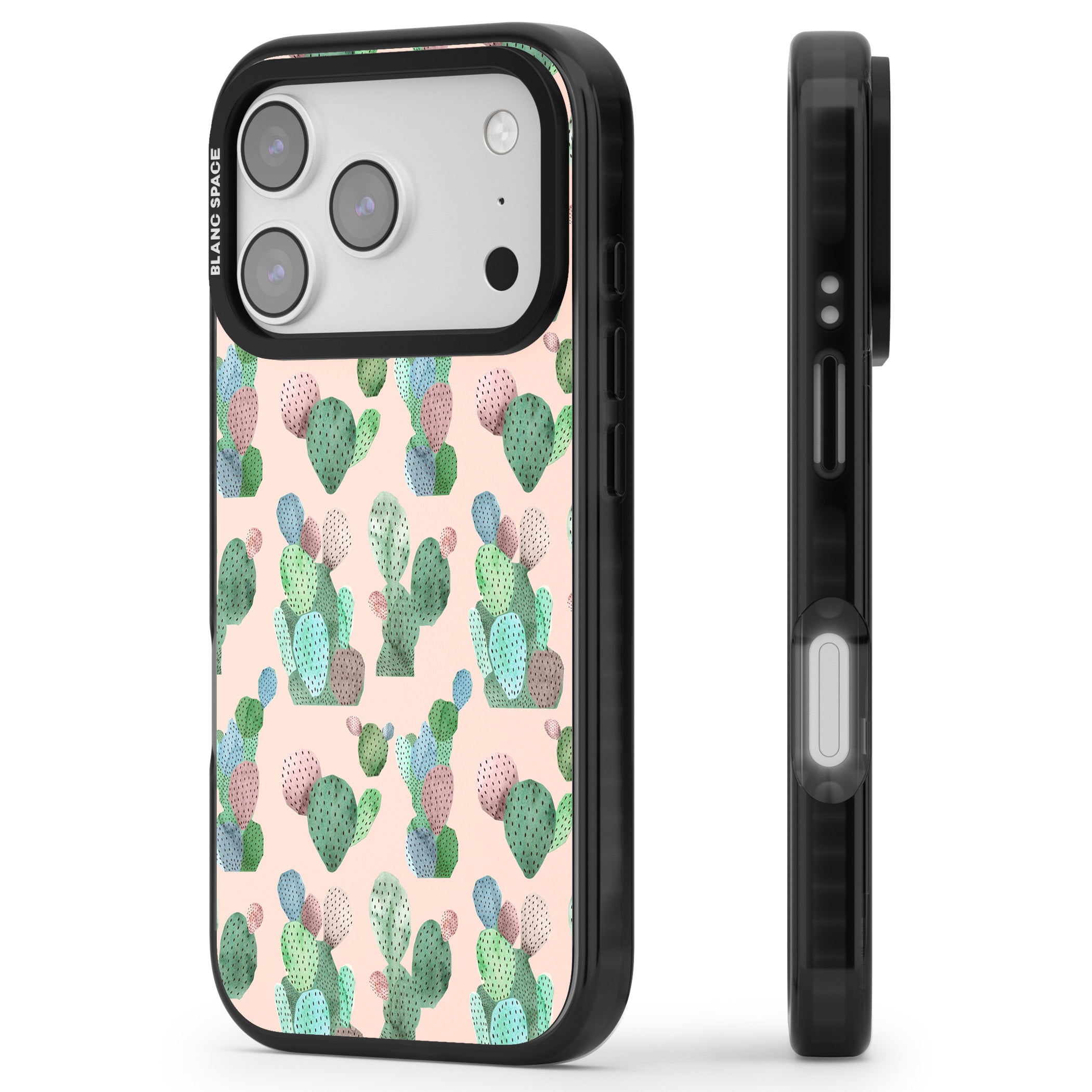 Pink Cactus iPhone 17 Pro Max Impact Pro Black Phone Case Side Profile