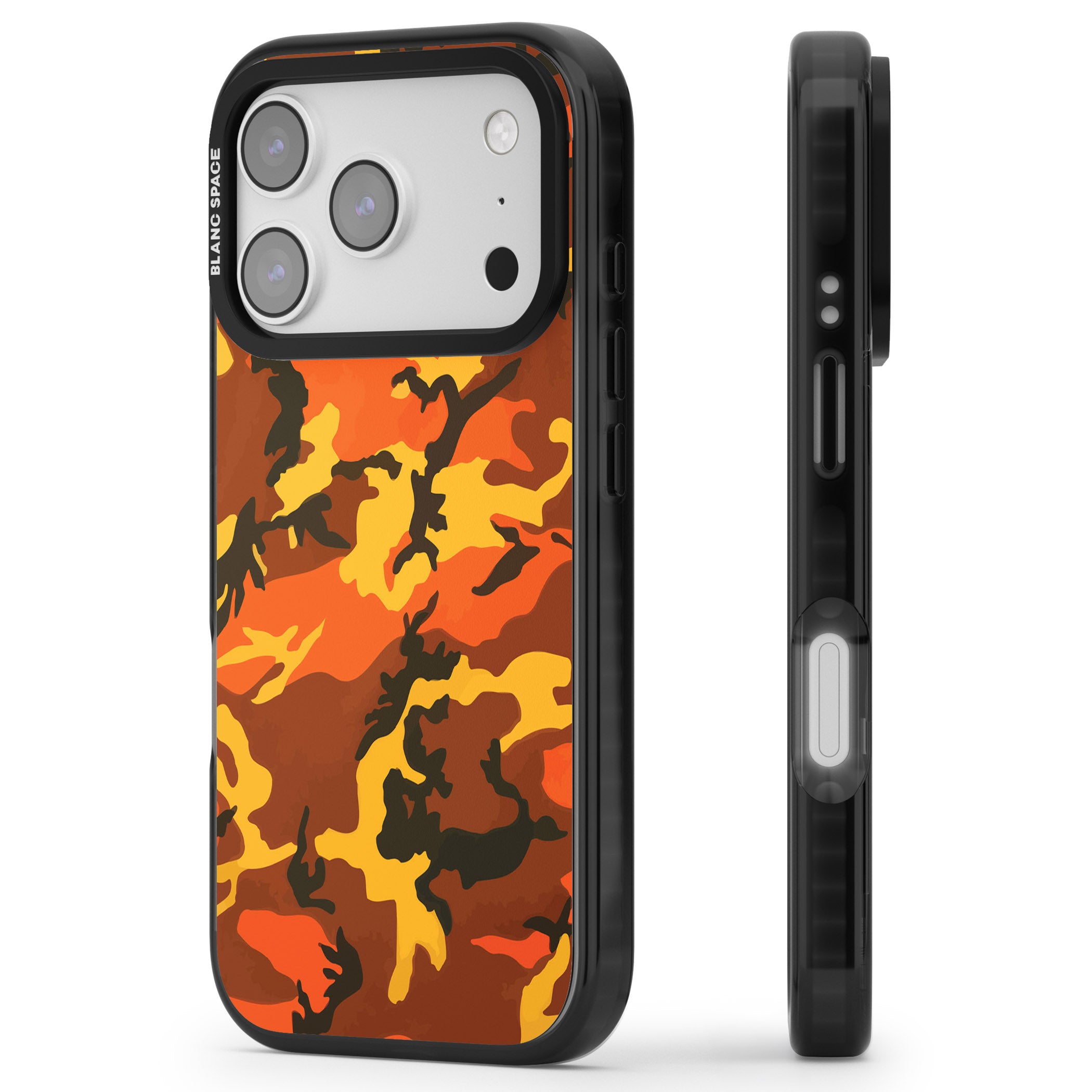 Orange Camo iPhone 17 Pro Impact Pro Black Phone Case Side Profile