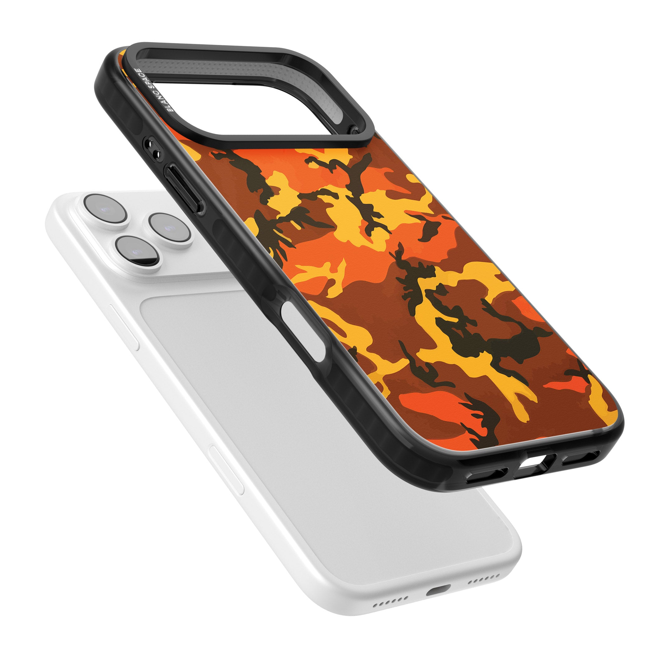 Orange Camo iPhone 17 Pro Impact Pro Black Phone Case Colours