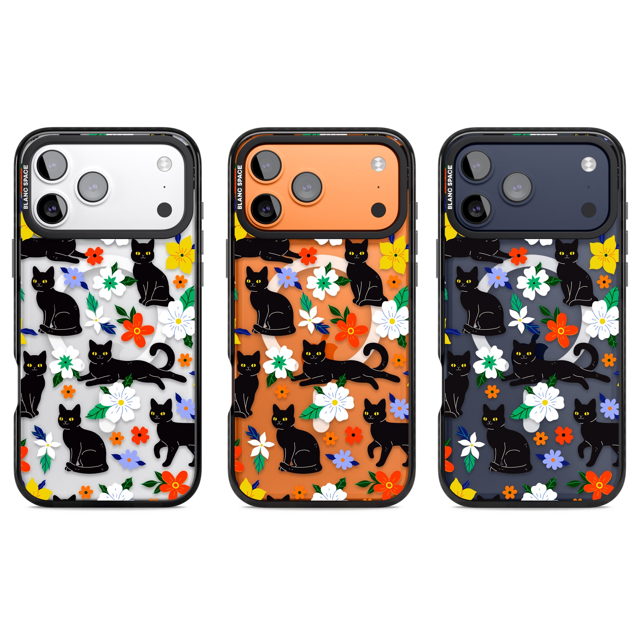 Cats Flowers iPhone 17 Pro Impact Pro Black Phone Case APT Impact Protection