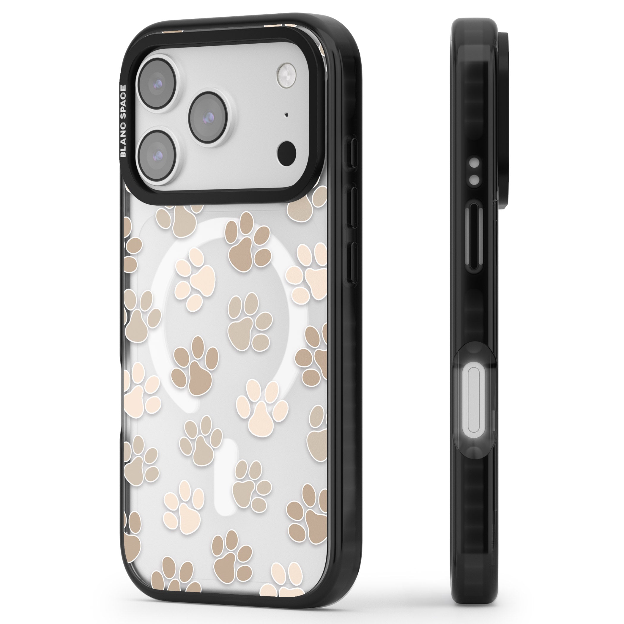 Paw Prints iPhone 17 Pro Impact Pro Black Phone Case Side Profile