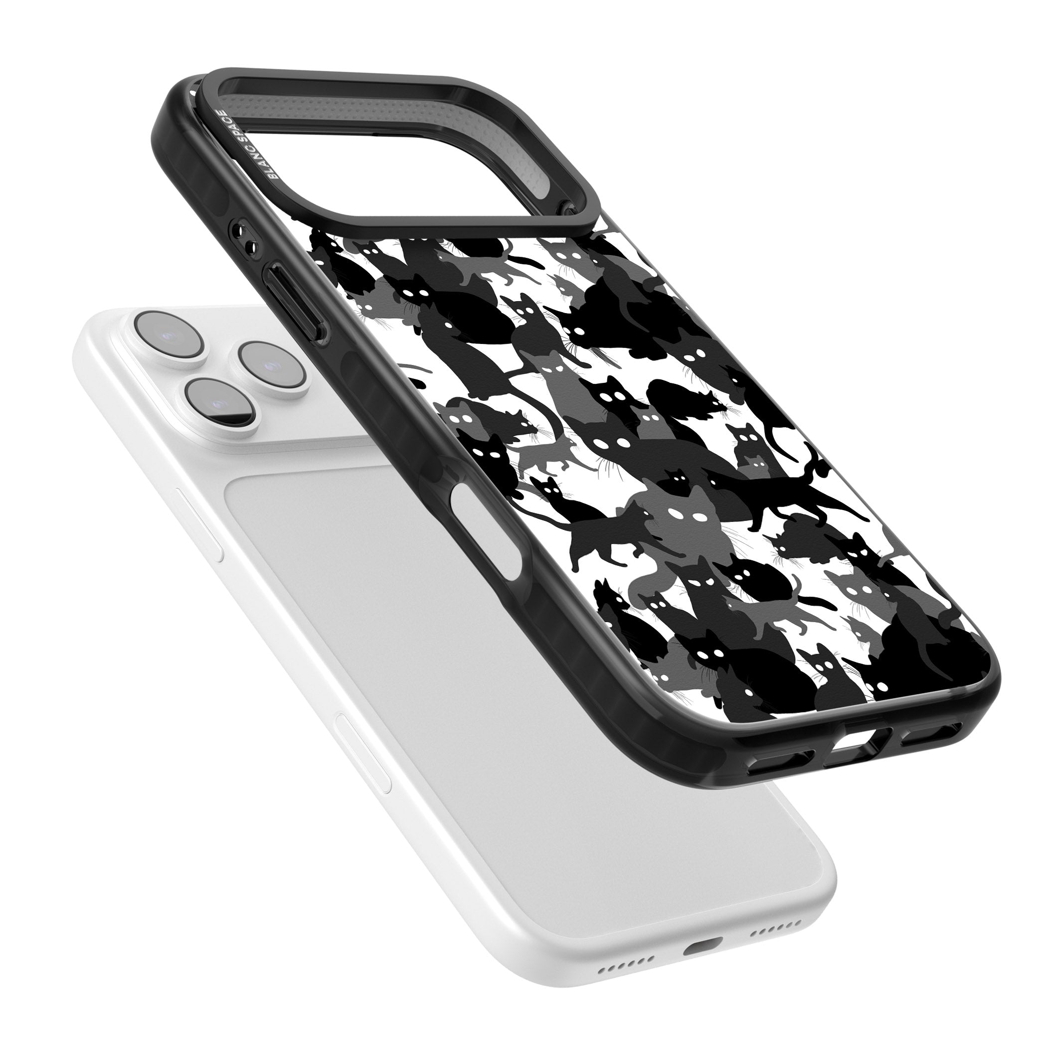 Black & White Cat Camouflage iPhone 17 Pro Impact Pro Black Phone Case Colours