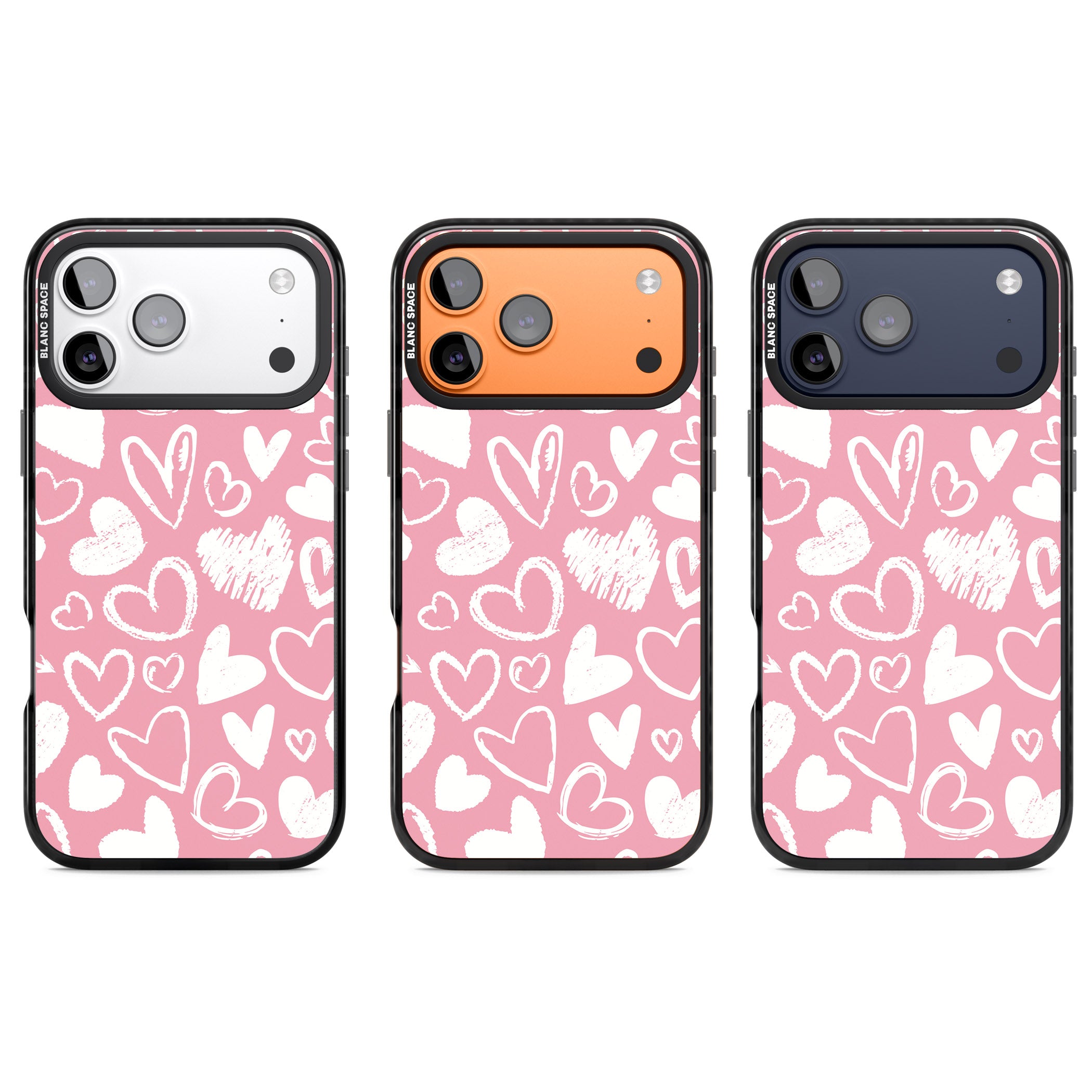 Chalk Hearts iPhone 17 Pro Impact Pro Black Phone Case APT Impact Protection