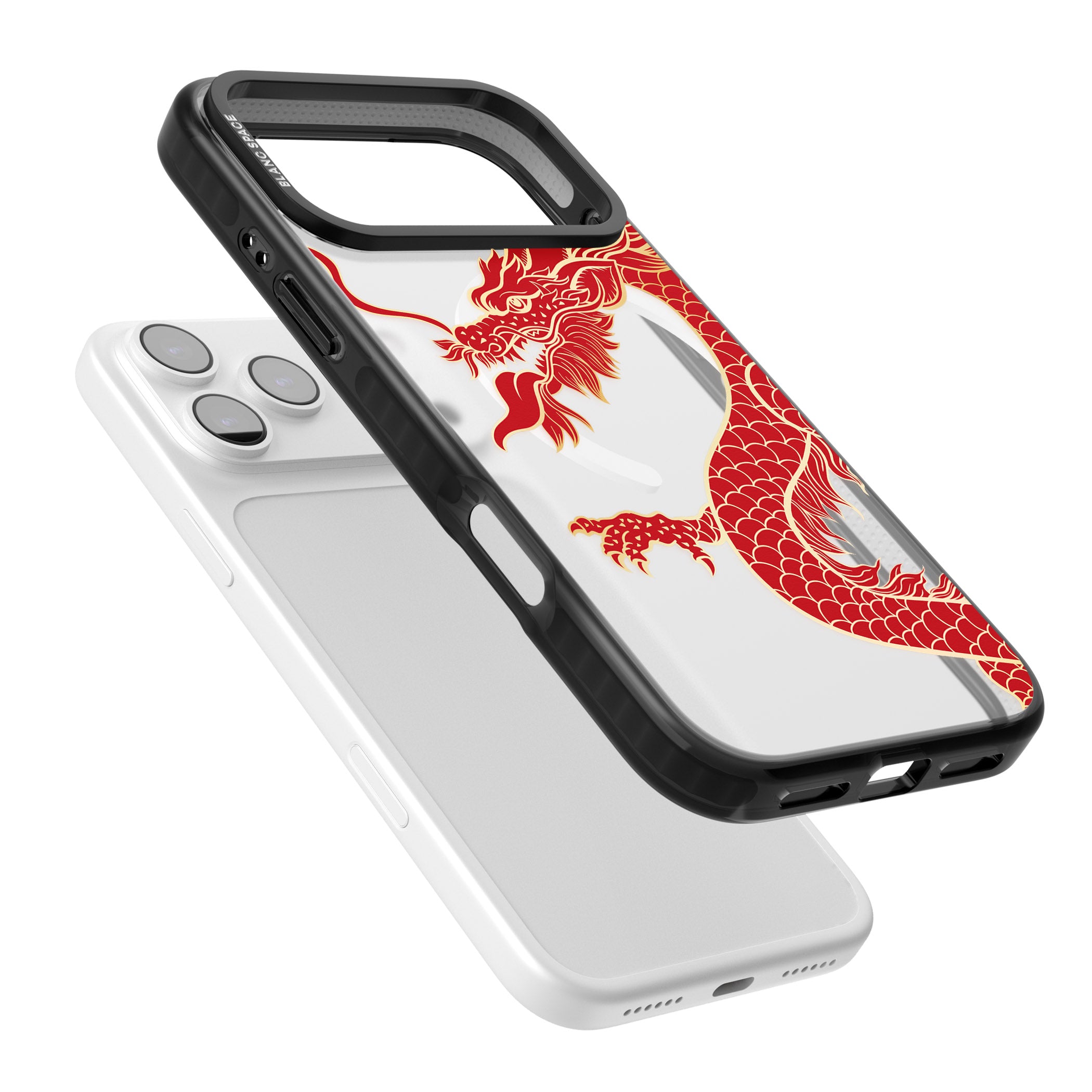 Large Red Dragon iPhone 17 Pro Impact Pro Black Phone Case Colours