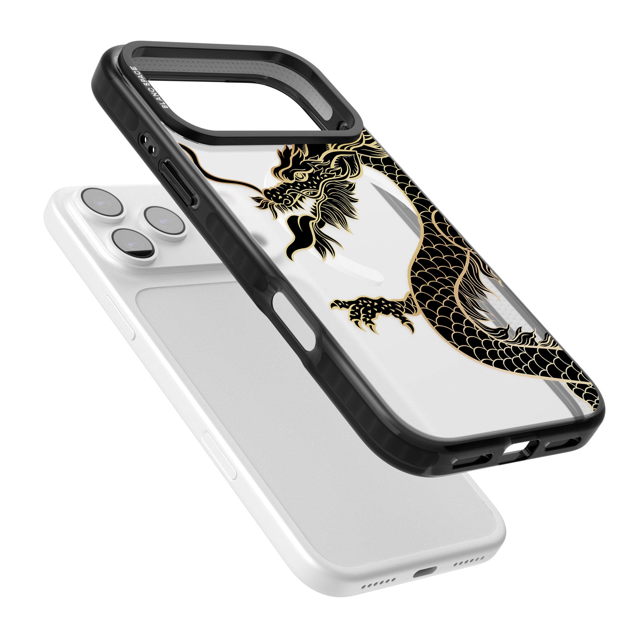 Large Black Dragon iPhone 17 Pro Impact Pro Black Phone Case Colours