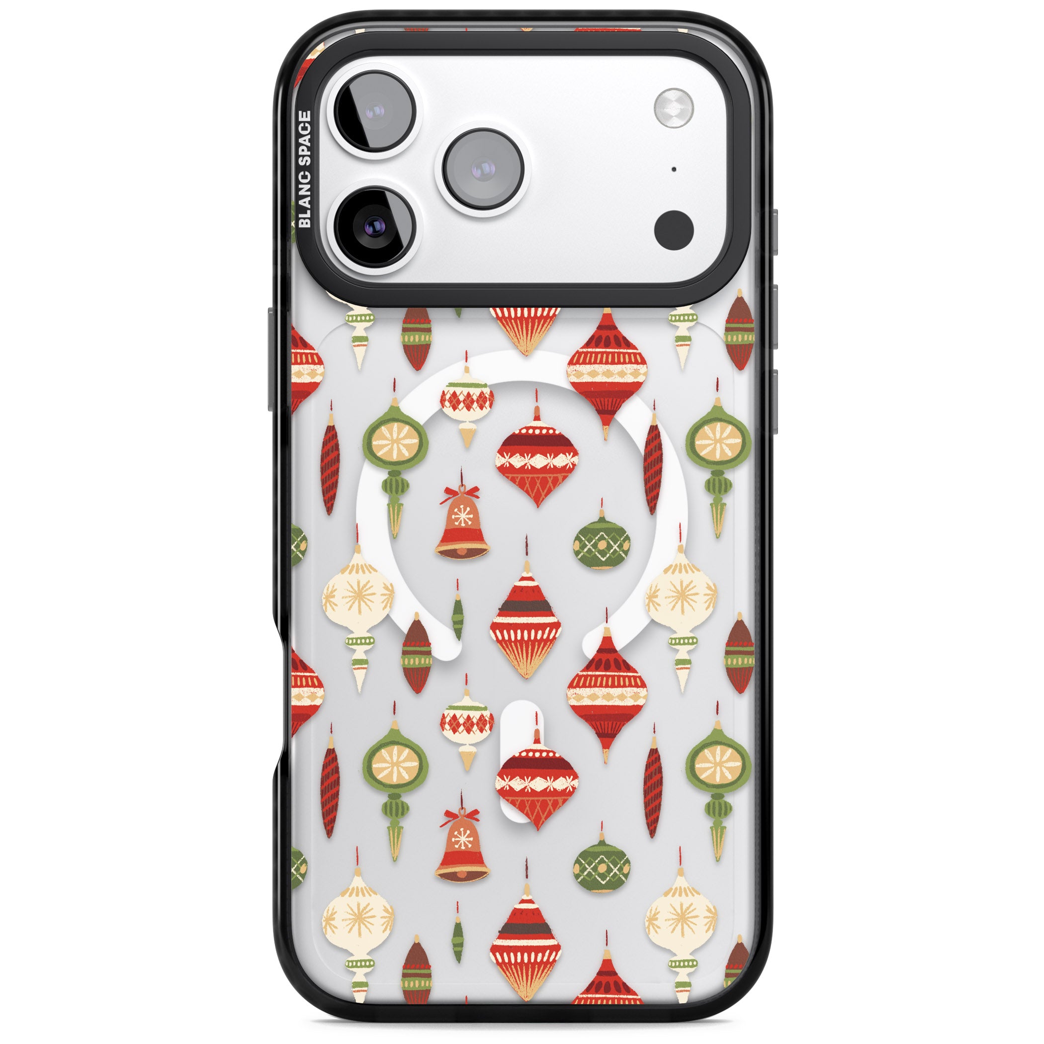Christmas Baubles Pattern iPhone 17 Pro Impact Pro Black Phone Case