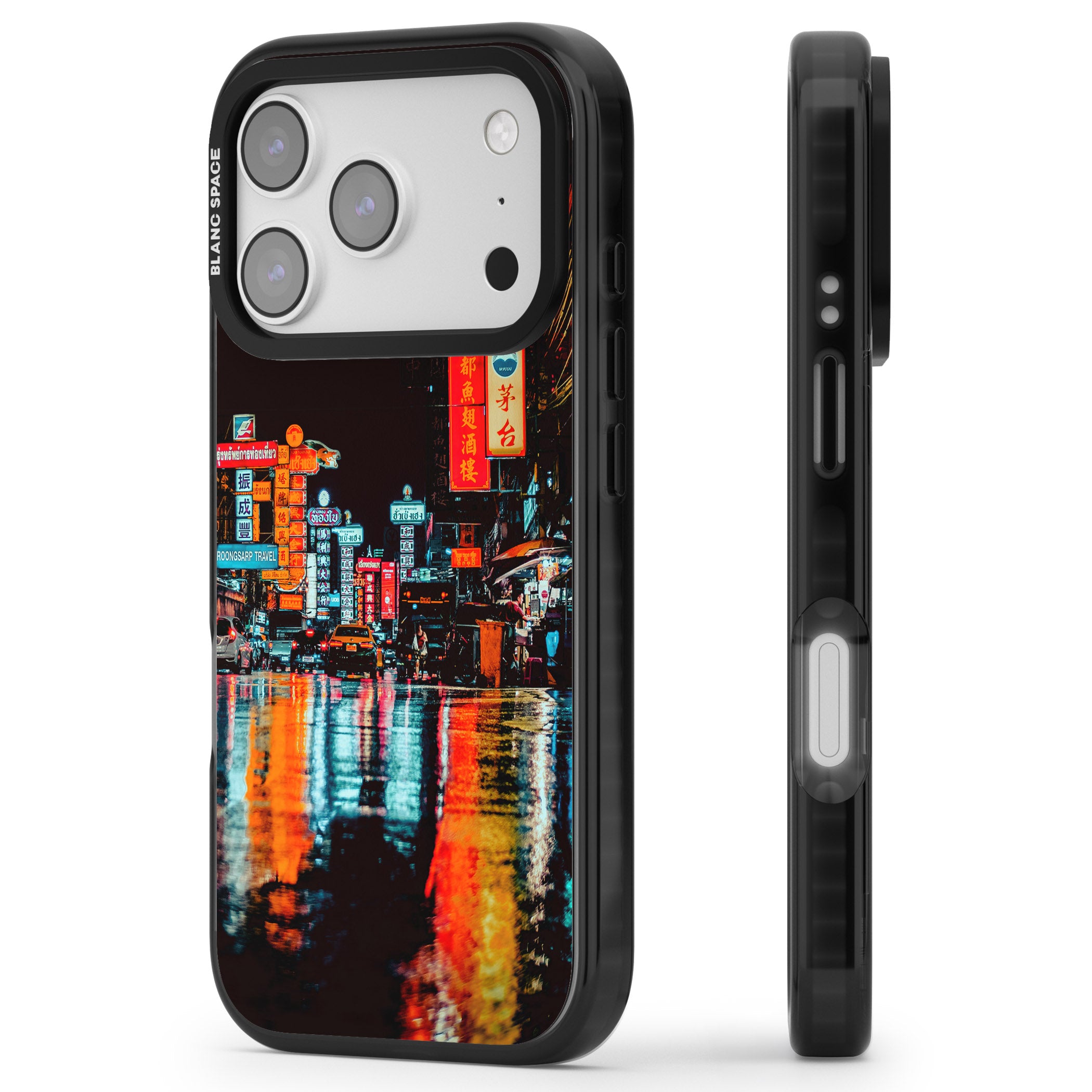 Neon City iPhone 17 Pro Impact Pro Black Phone Case Side Profile