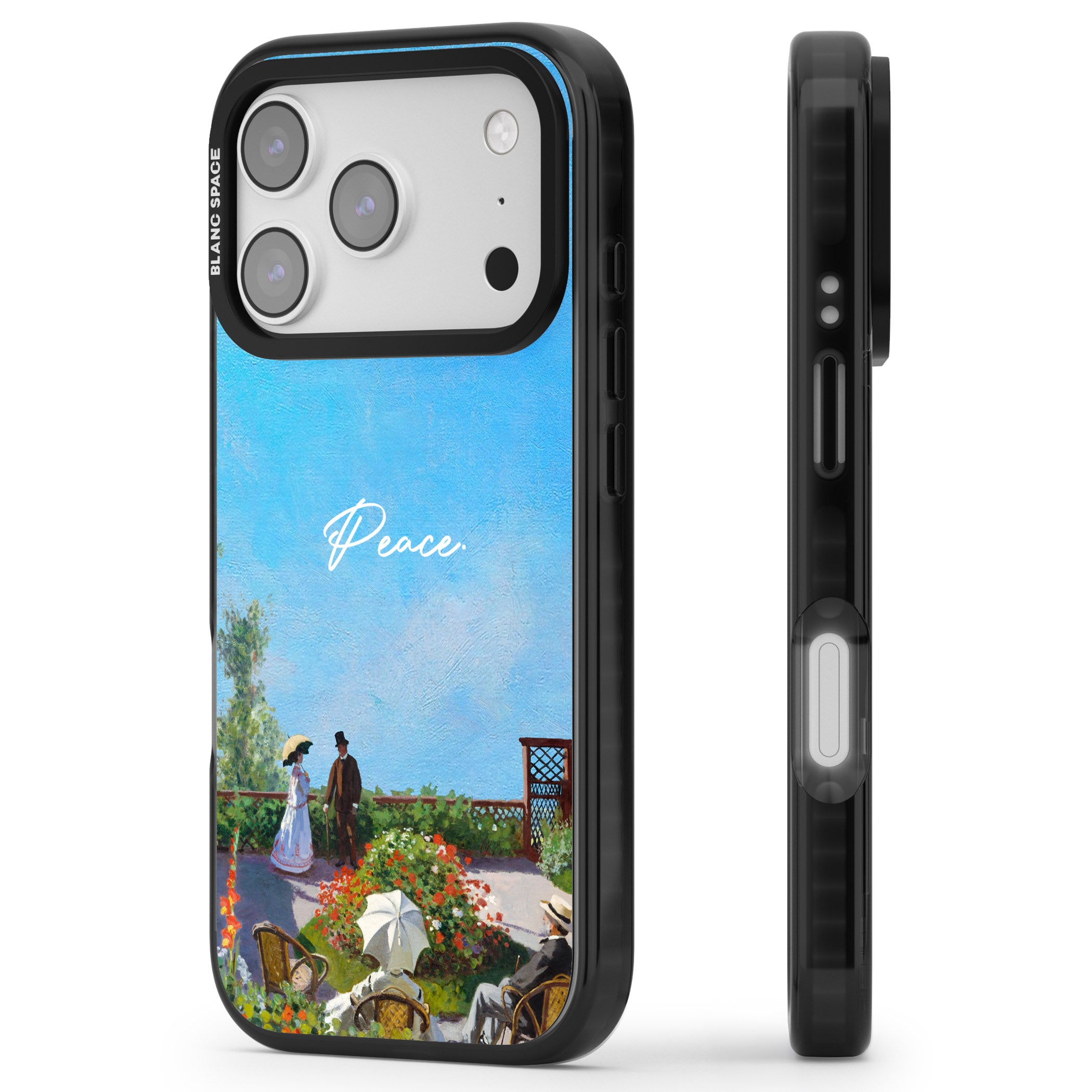 Monet Garden Terrace iPhone 17 Pro Impact Pro Black Phone Case Side Profile