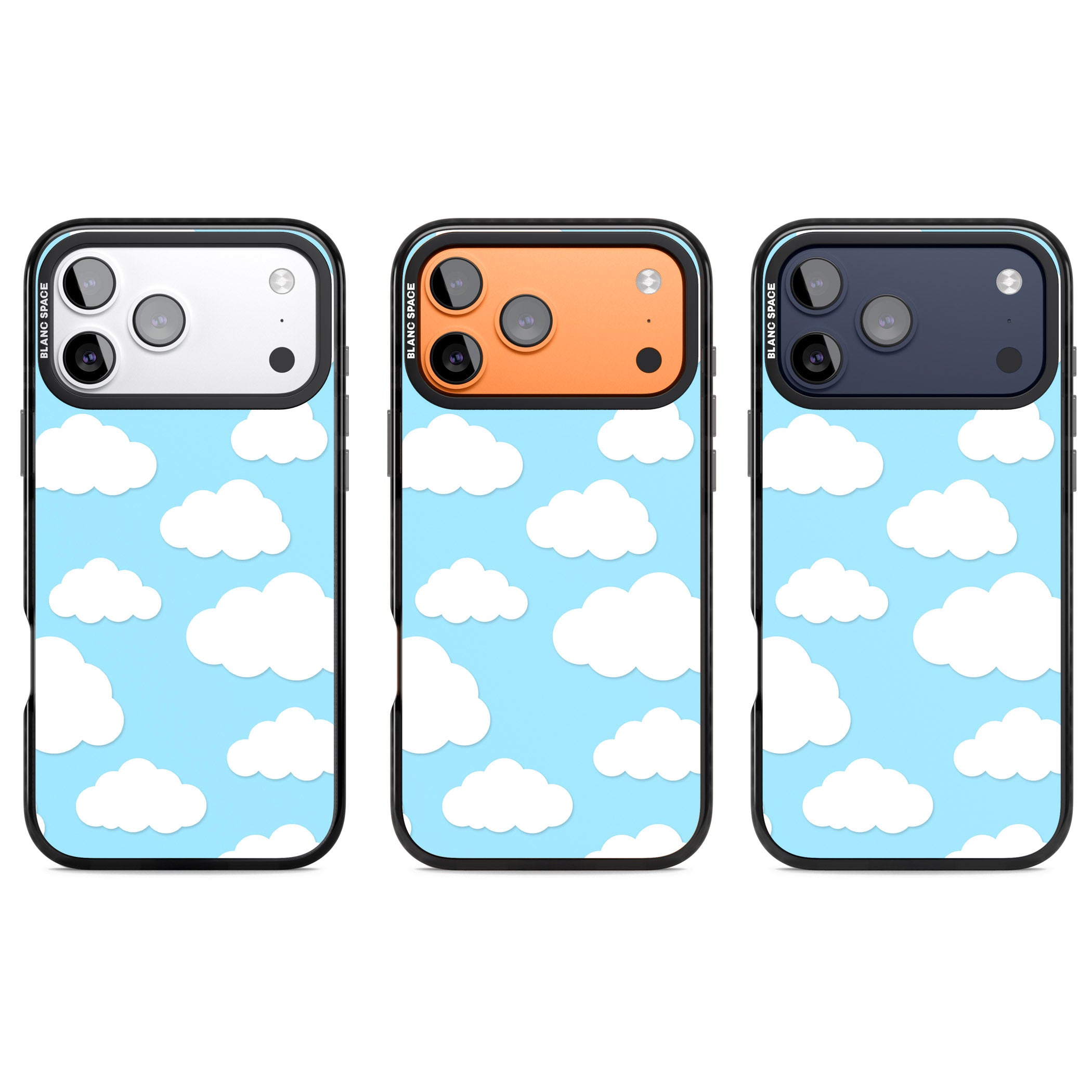 Blue Sky & Clouds Pattern iPhone 17 Pro Impact Pro Black Phone Case APT Impact Protection