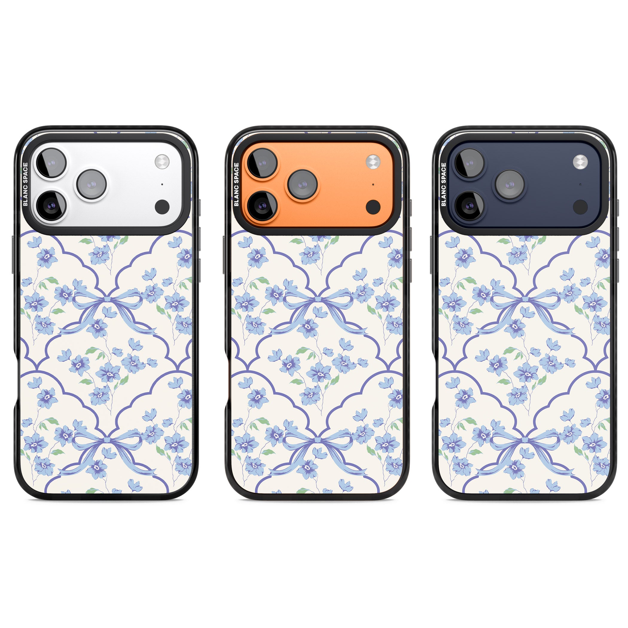 Blue Cottage Floral iPhone 17 Pro Impact Pro Black Phone Case APT Impact Protection