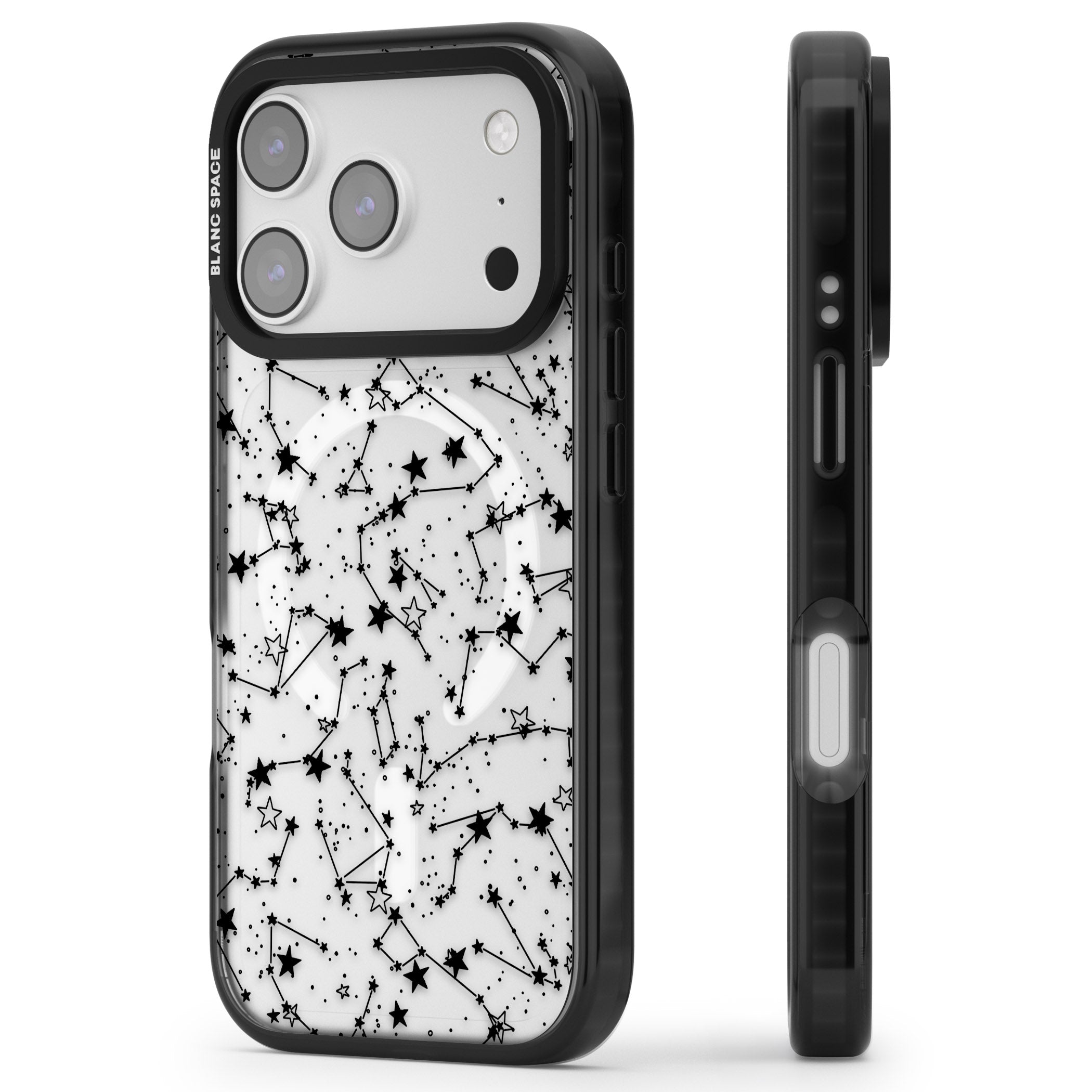 Midnight Constellations iPhone 17 Pro Impact Pro Black Phone Case Side Profile