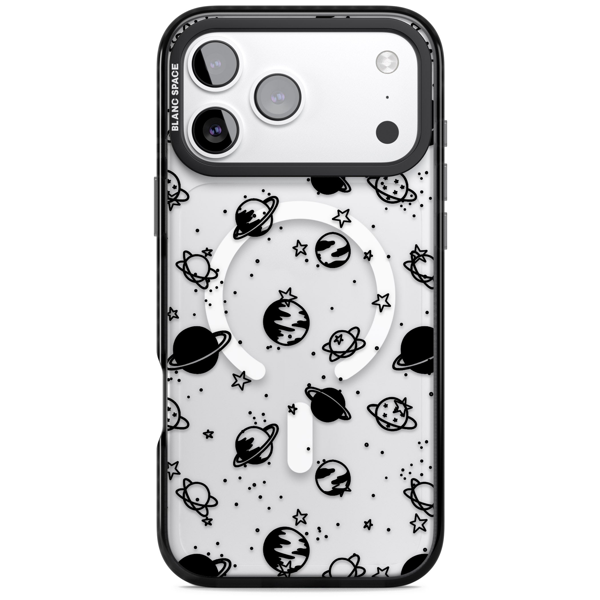 Black Planets iPhone 17 Pro Impact Pro Black Phone Case