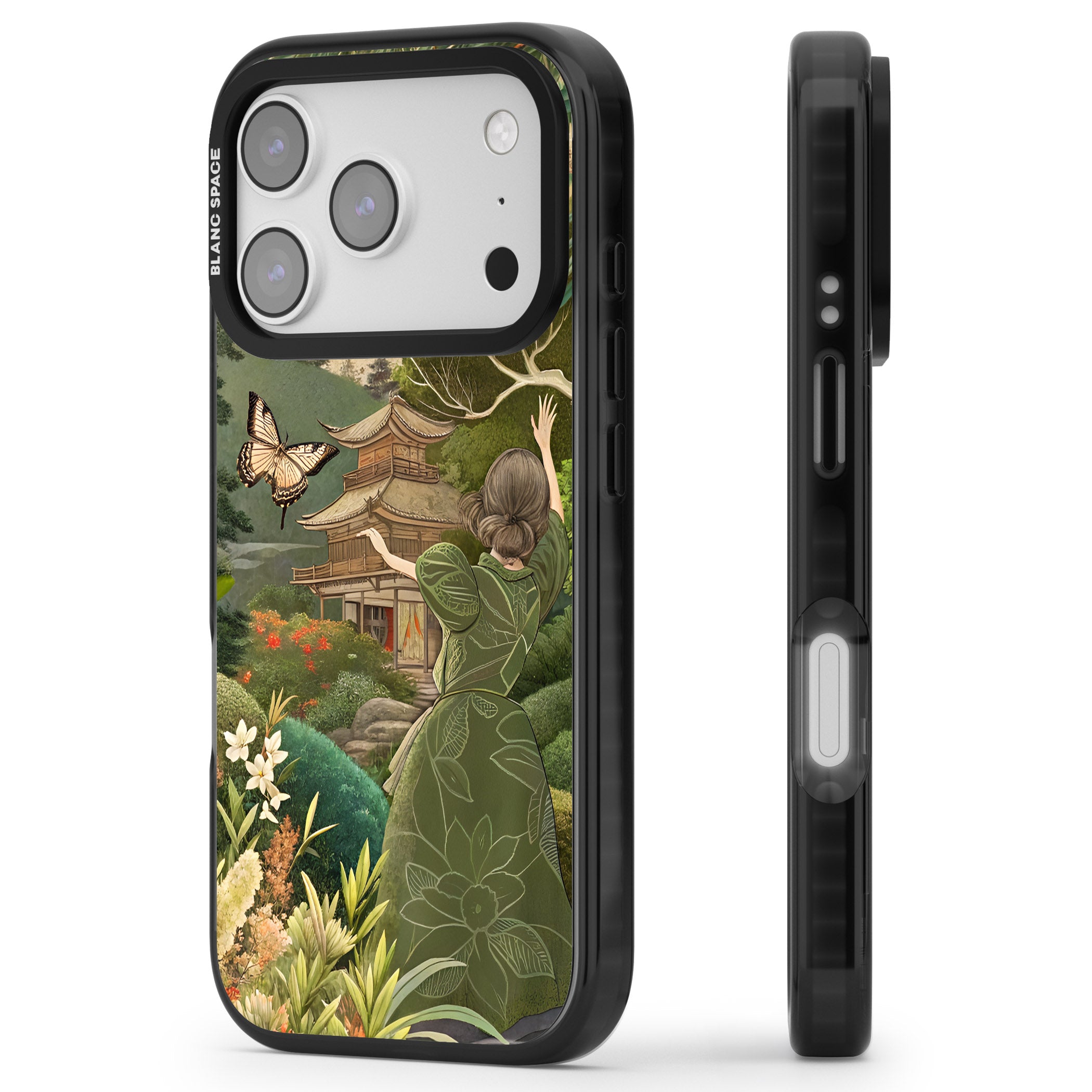 Japanese Nature iPhone 17 Pro Impact Pro Black Phone Case Side Profile