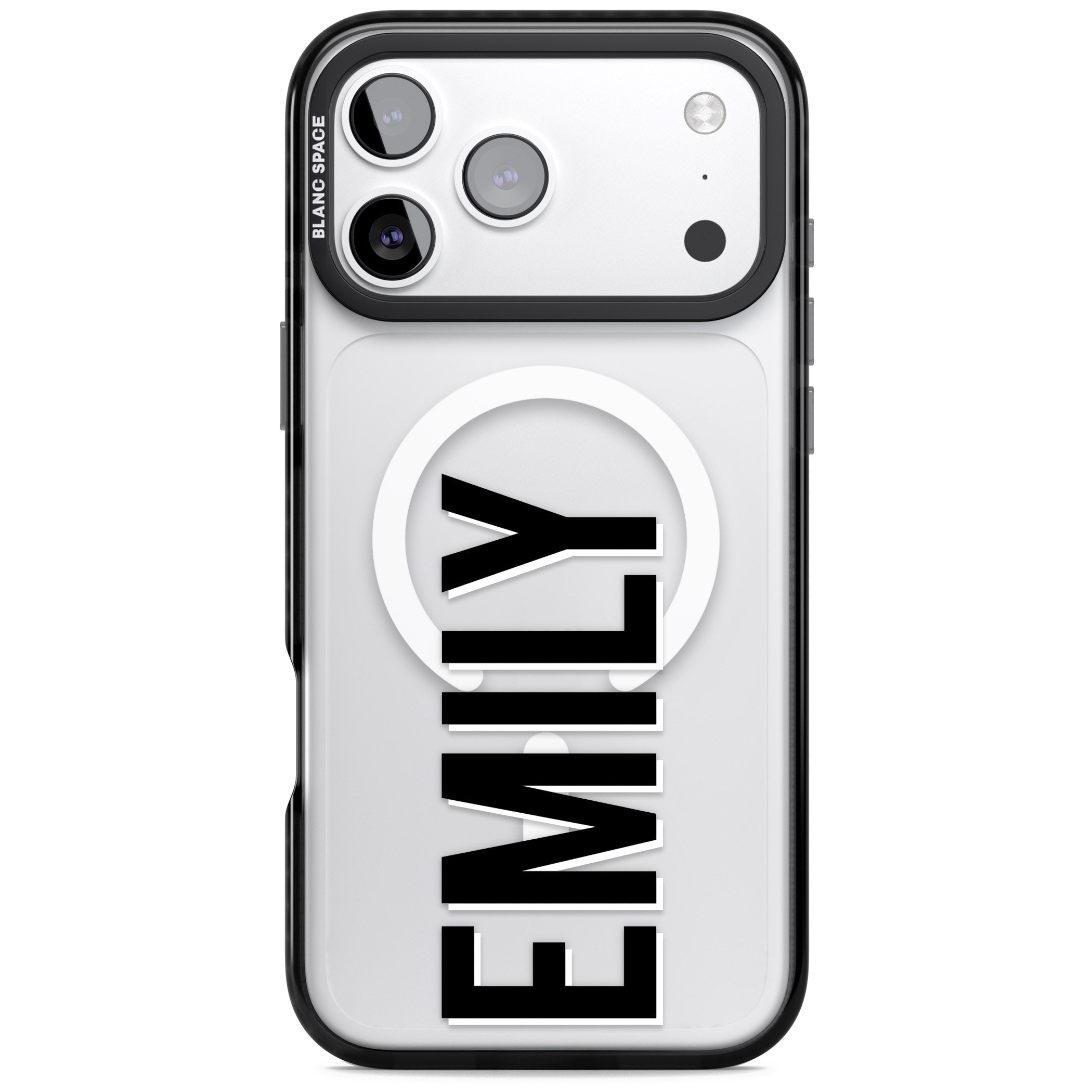 Personalised Vertical Name iPhone 17 Pro Impact Pro Black Phone Case