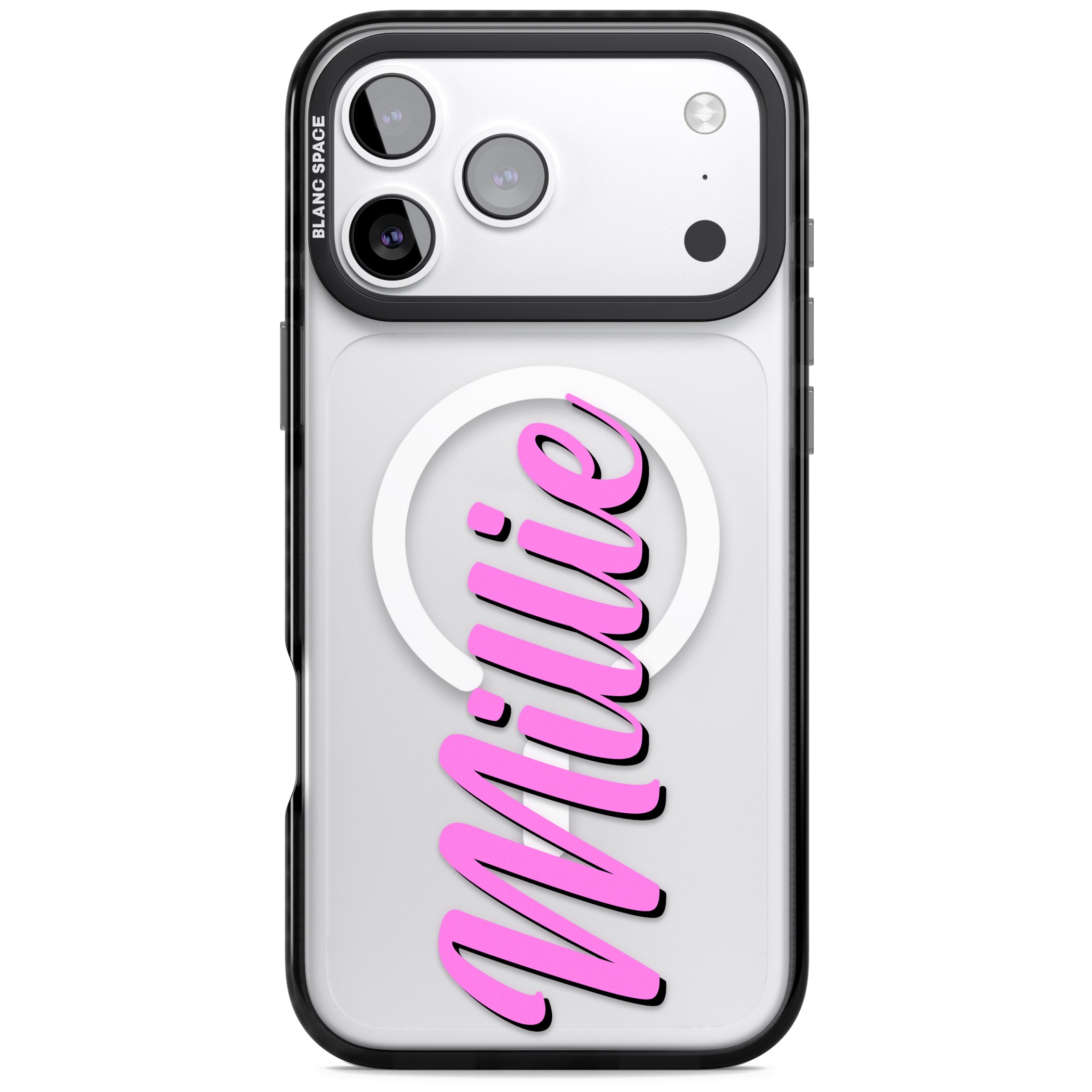Personalised Cute Vertical Name iPhone 17 Pro Max Impact Pro Black Phone Case