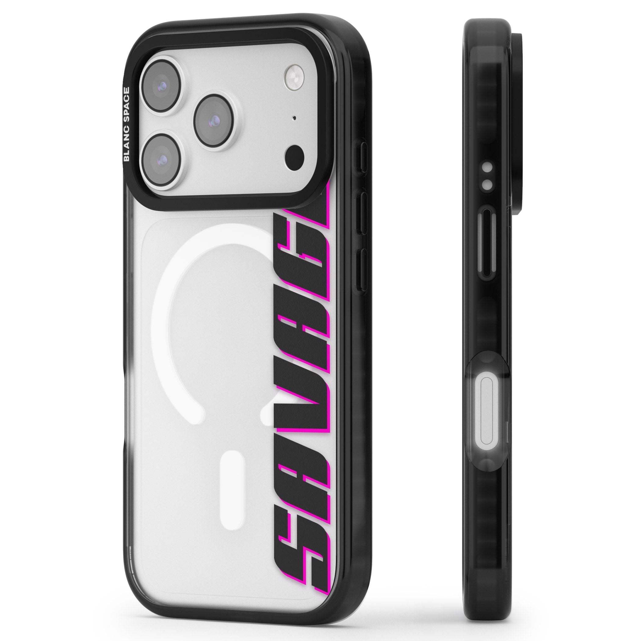 Personalised Cool Vertical Name iPhone 17 Pro Max Impact Pro Black Phone Case Side Profile