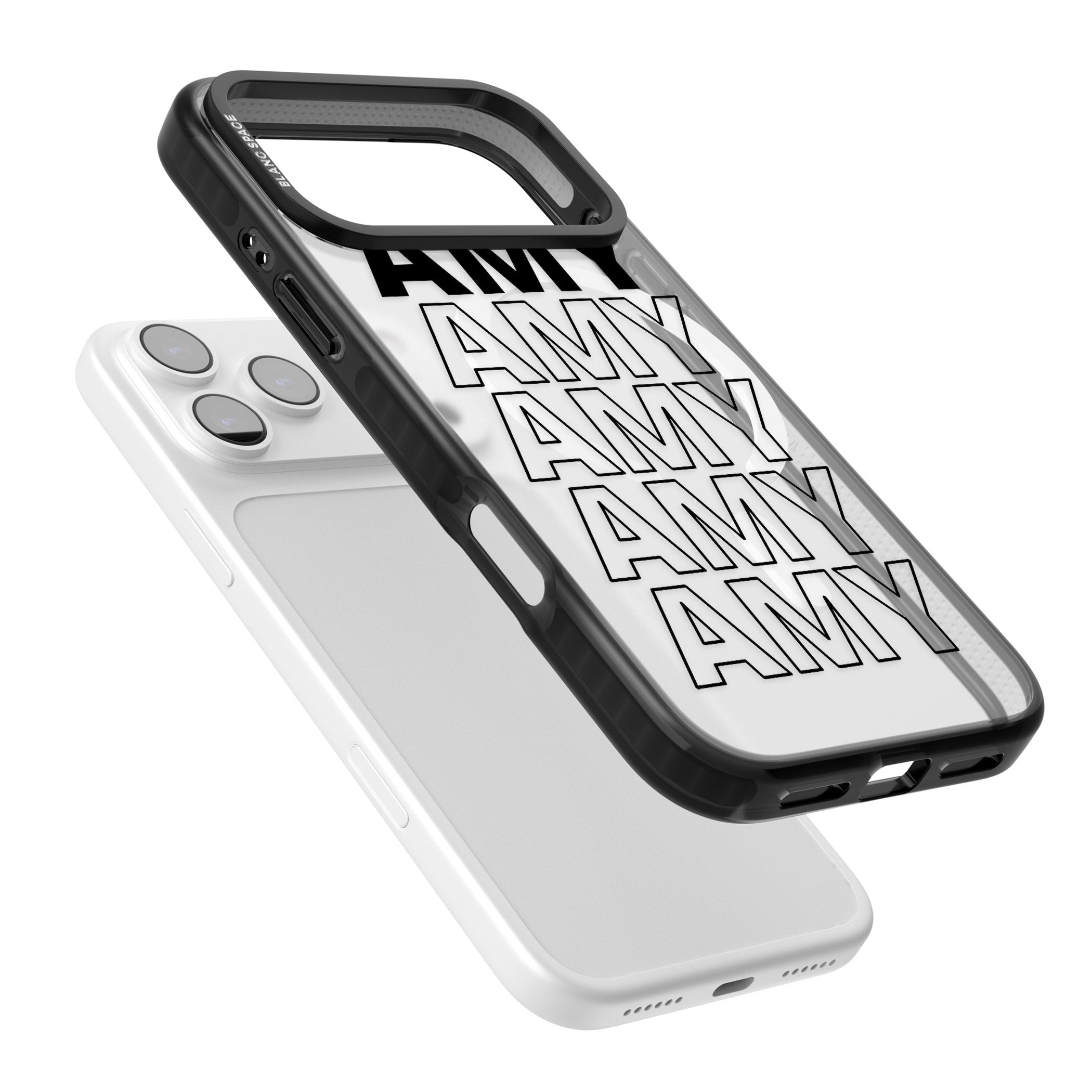 Personalised Bold Name Repetition iPhone 17 Pro Impact Pro Black Phone Case Colours