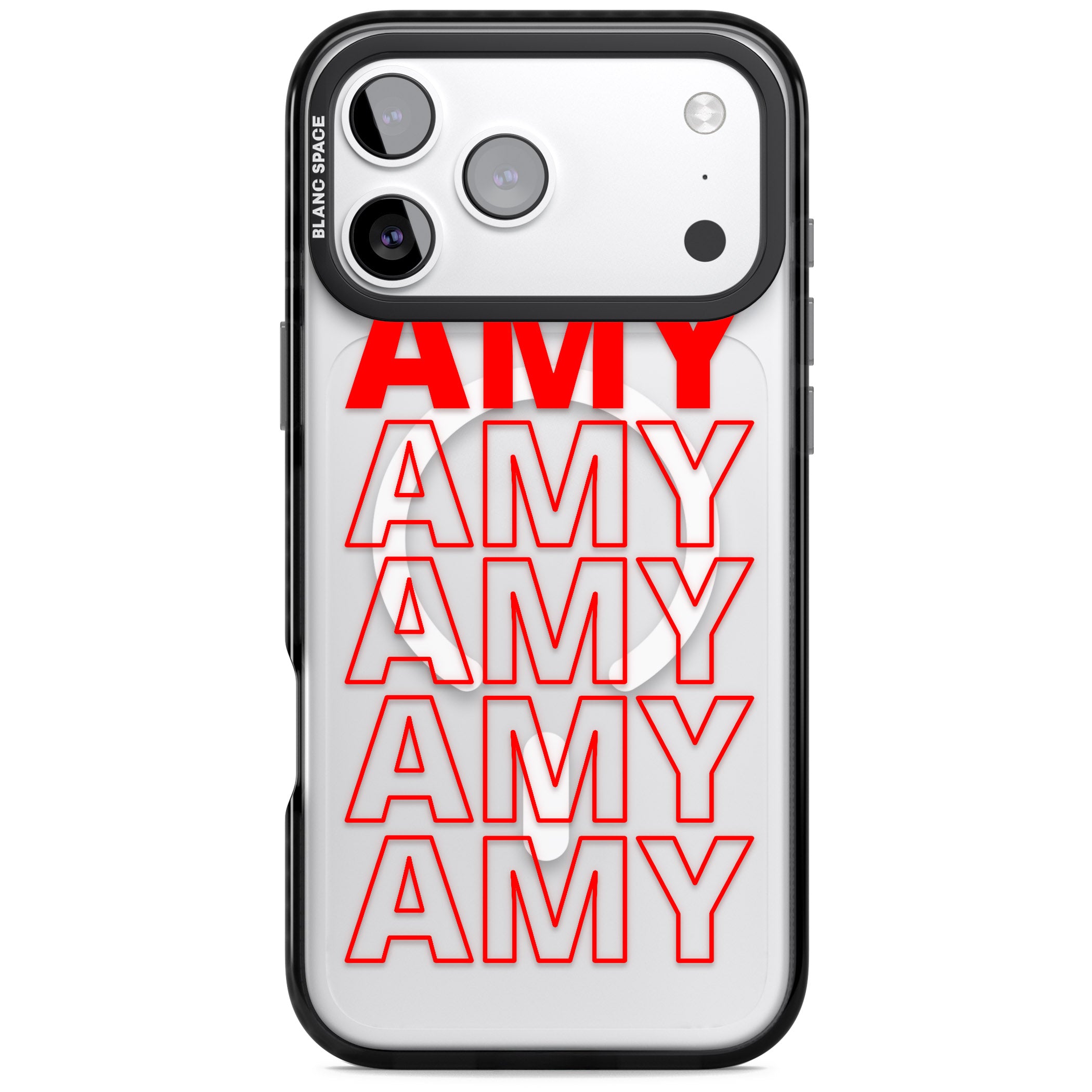 Personalised Bold Name Repeat iPhone 17 Pro Impact Pro Black Phone Case