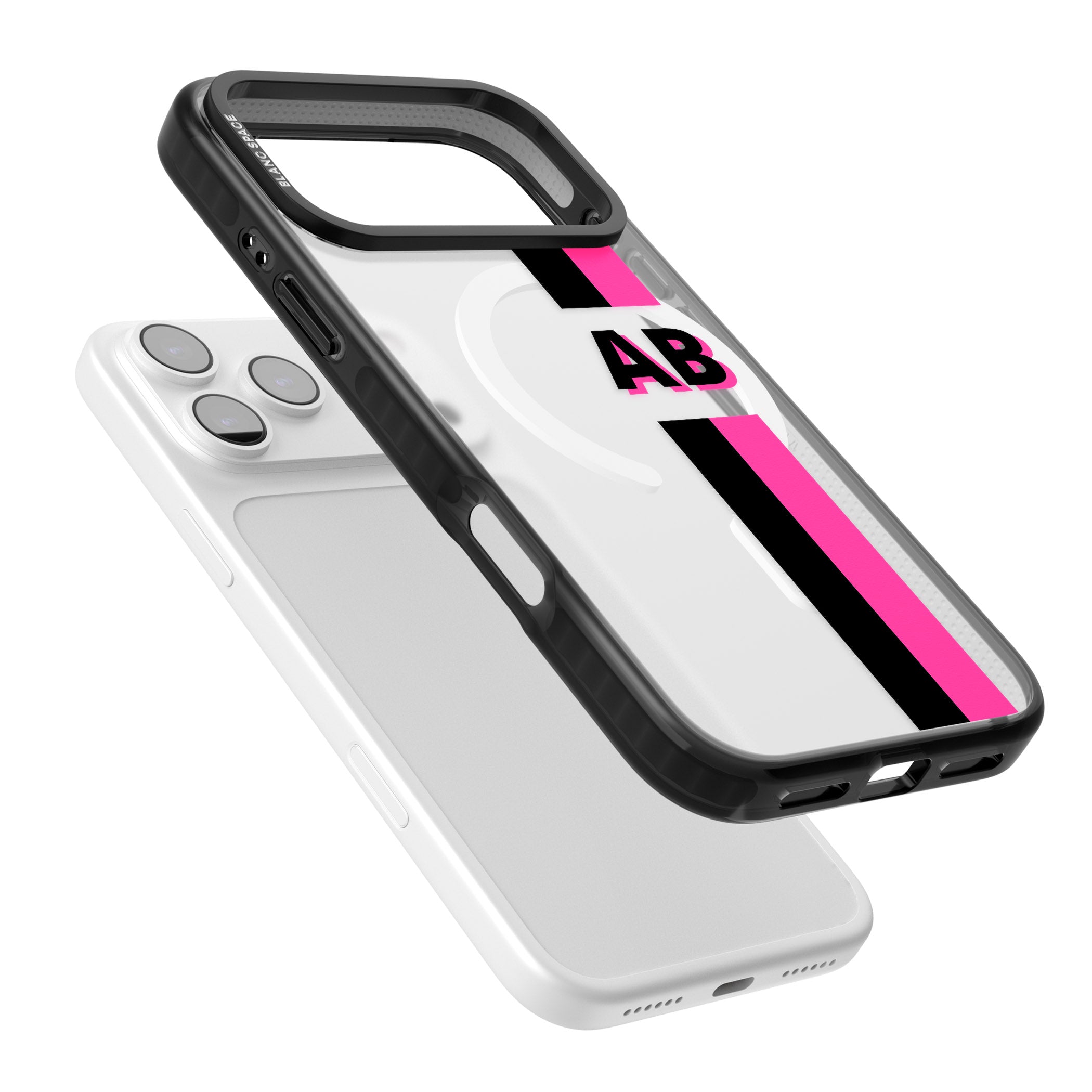 Personalised Bold Name Stripe iPhone 17 Pro Impact Pro Black Phone Case Colours