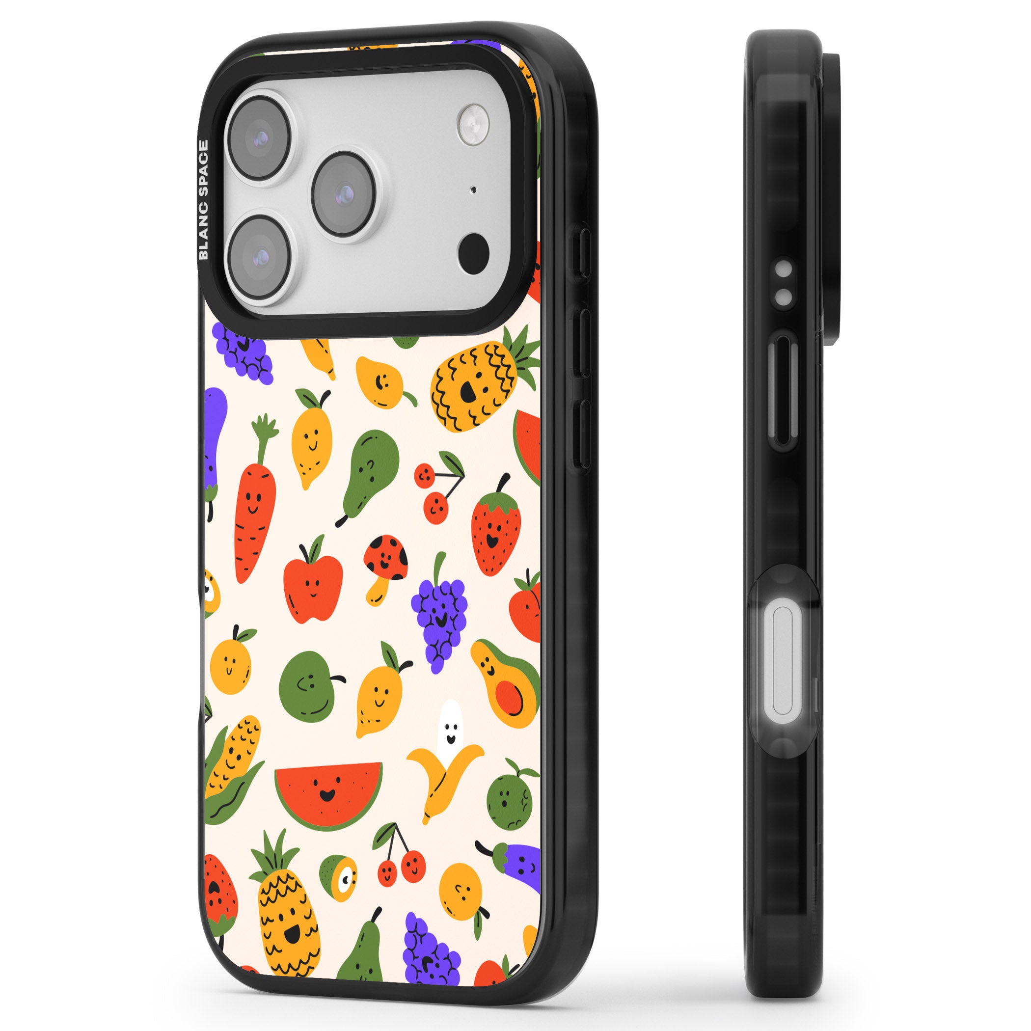 Kawaii Fruit iPhone 17 Pro Impact Pro Black Phone Case Side Profile