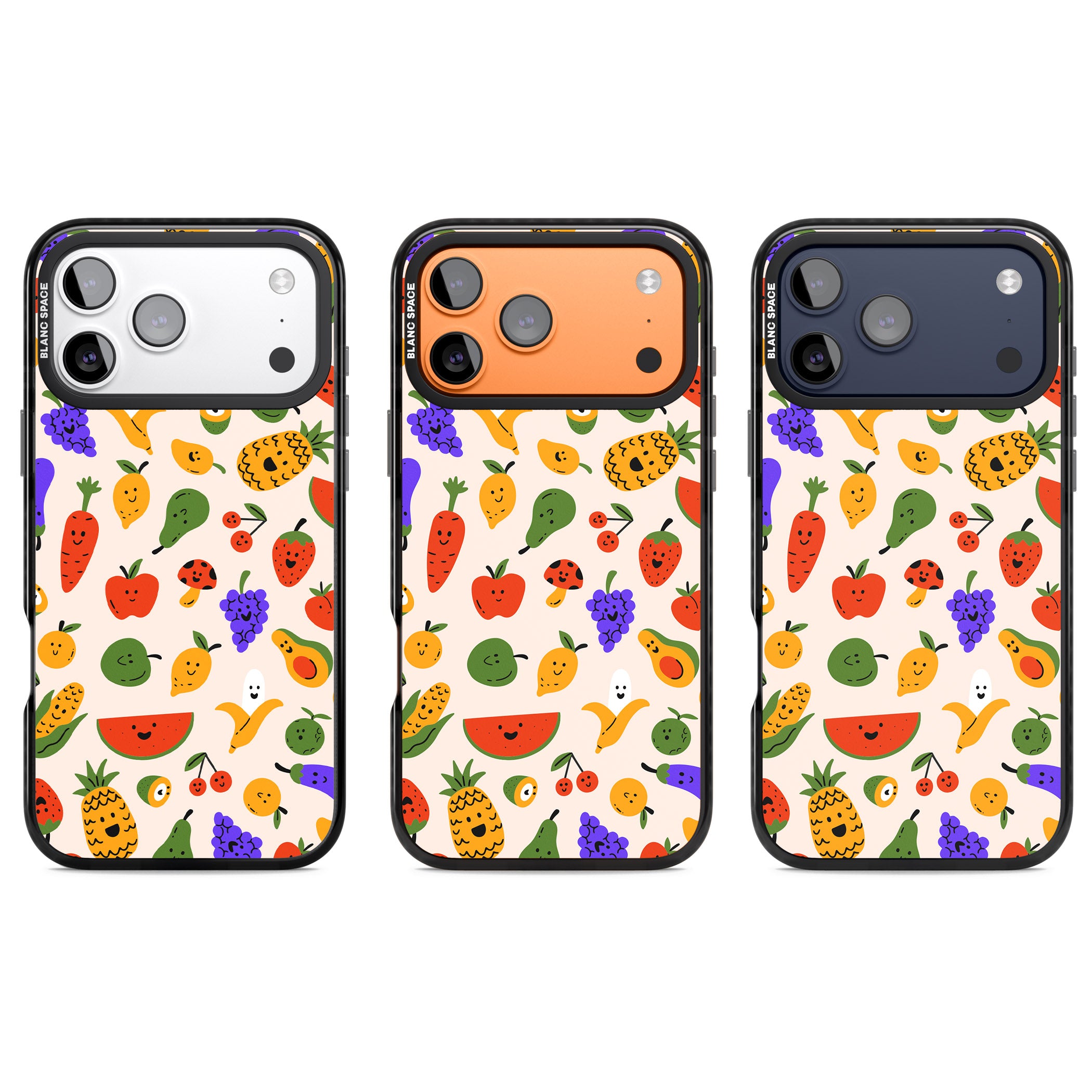 Kawaii Fruit iPhone 17 Pro Impact Pro Black Phone Case APT Impact Protection
