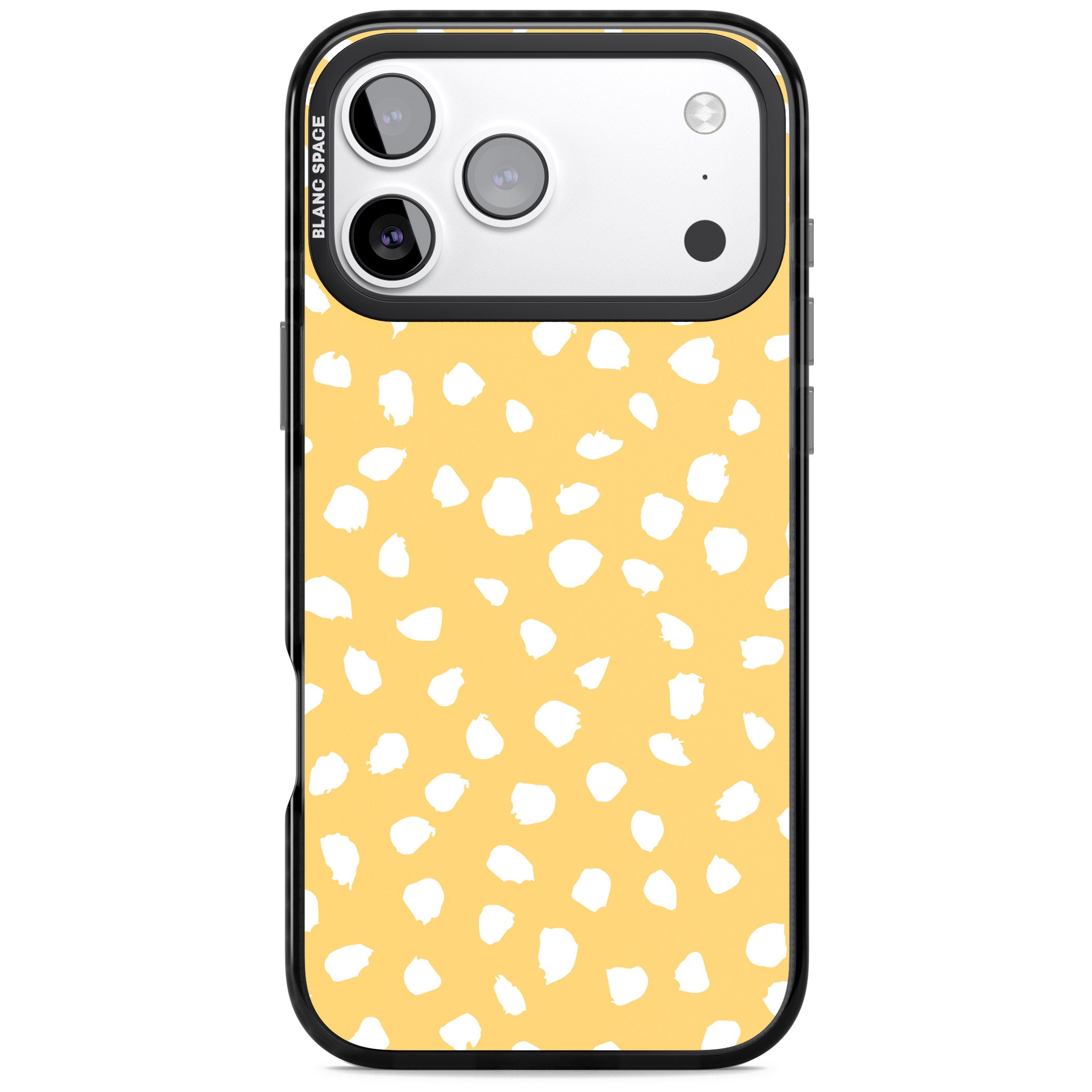 Yellow Dalmatian Dots iPhone 17 Pro Impact Pro Black Phone Case