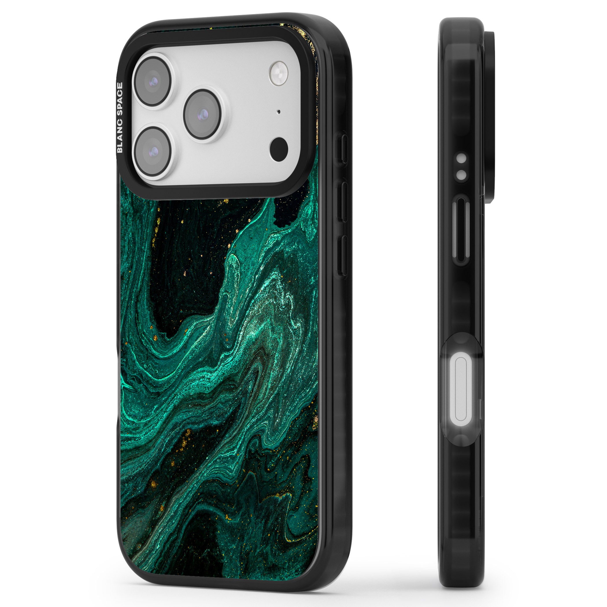Emerald Lagoon iPhone 17 Pro Impact Pro Black Phone Case Side Profile