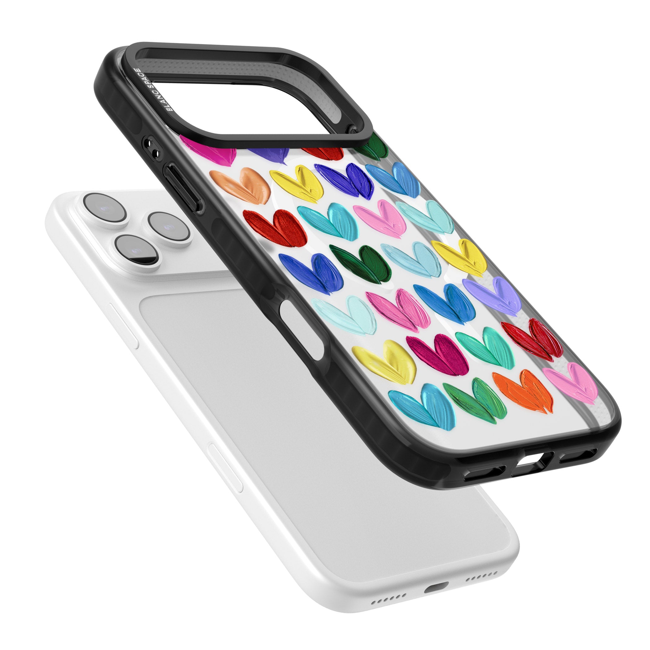 Oil Painted Hearts iPhone 17 Pro Impact Pro Black Phone Case Colours