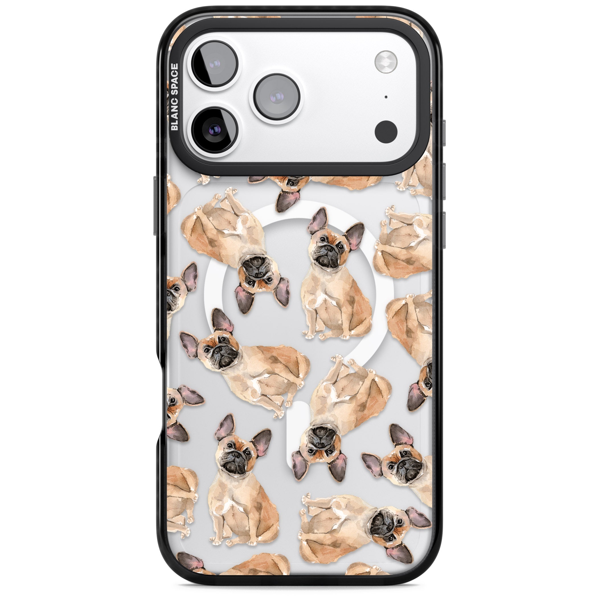 French Bulldog Watercolour Pattern iPhone 17 Pro Impact Pro Black Phone Case