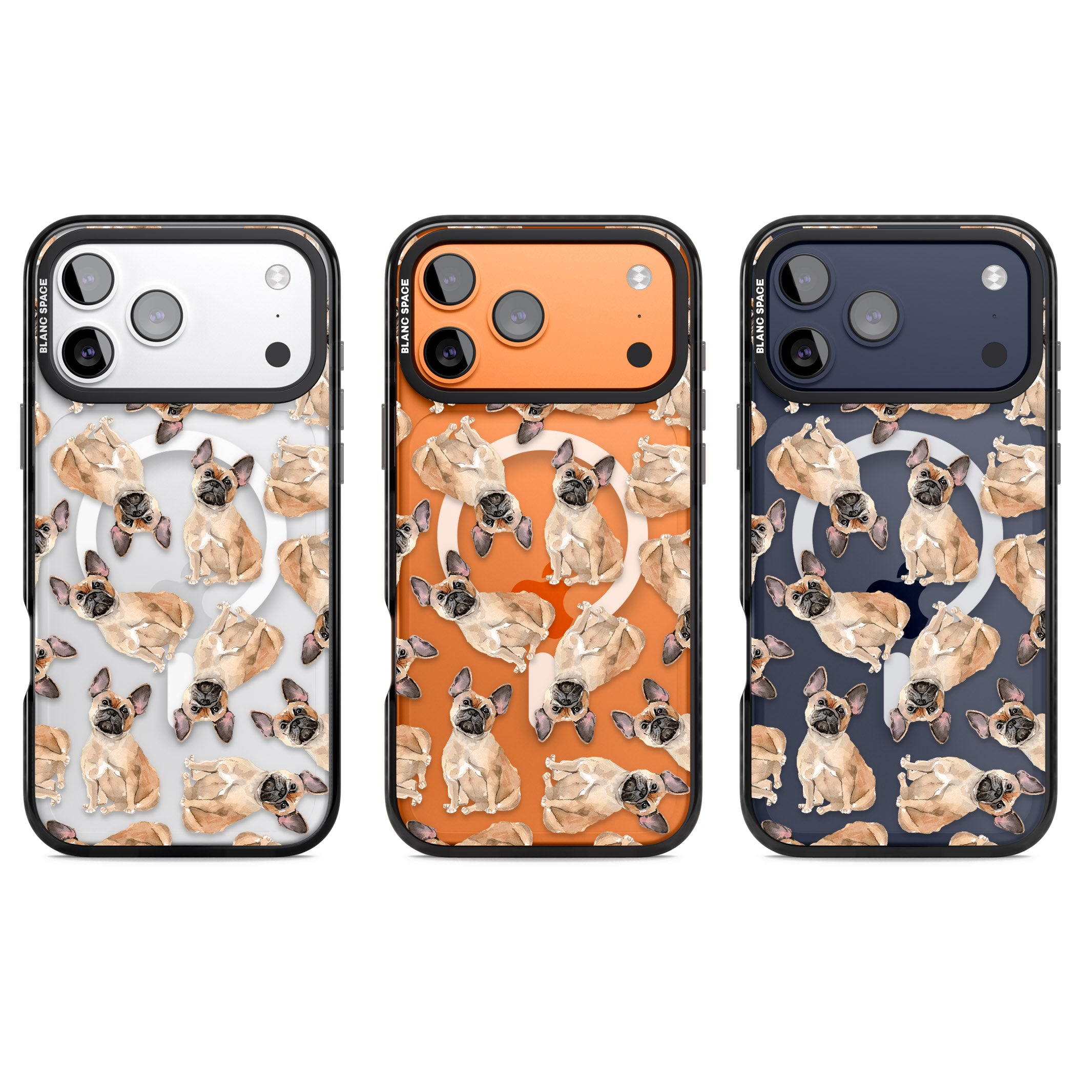 French Bulldog Watercolour Pattern iPhone 17 Pro Impact Pro Black Phone Case APT Impact Protection