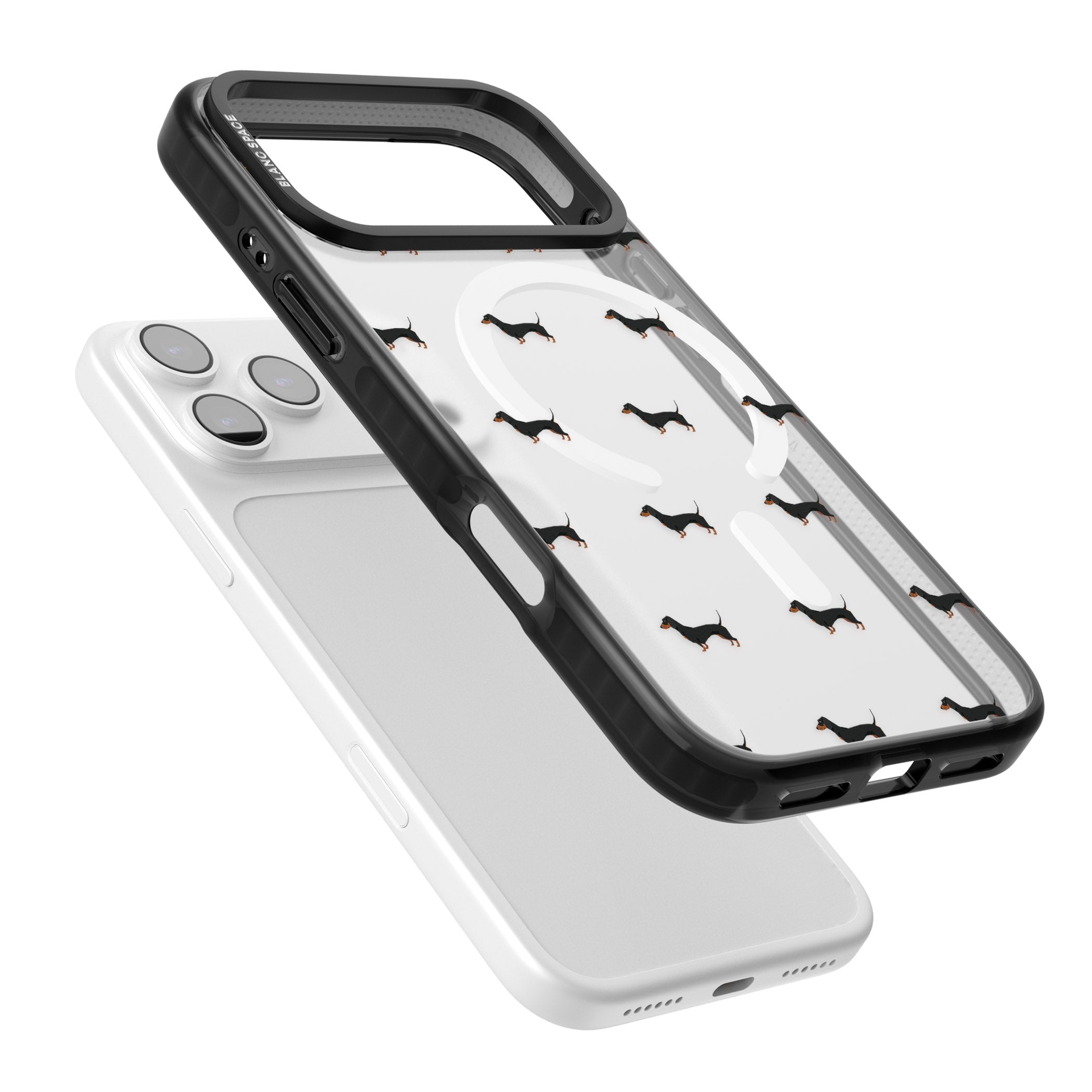 Dachshund Pattern Clear iPhone 17 Pro Impact Pro Black Phone Case Colours