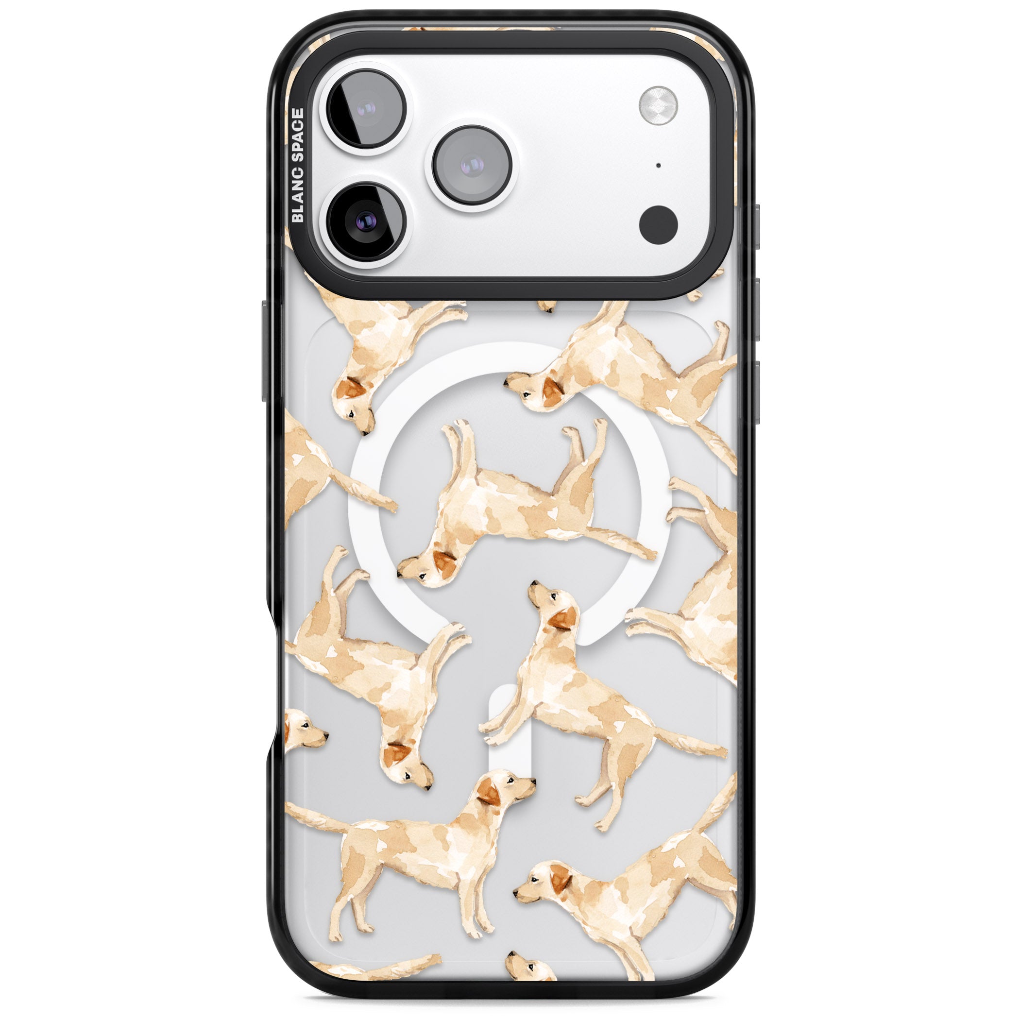 Yellow Labrador Watercolour Dog Pattern iPhone 17 Pro Impact Pro Black Phone Case