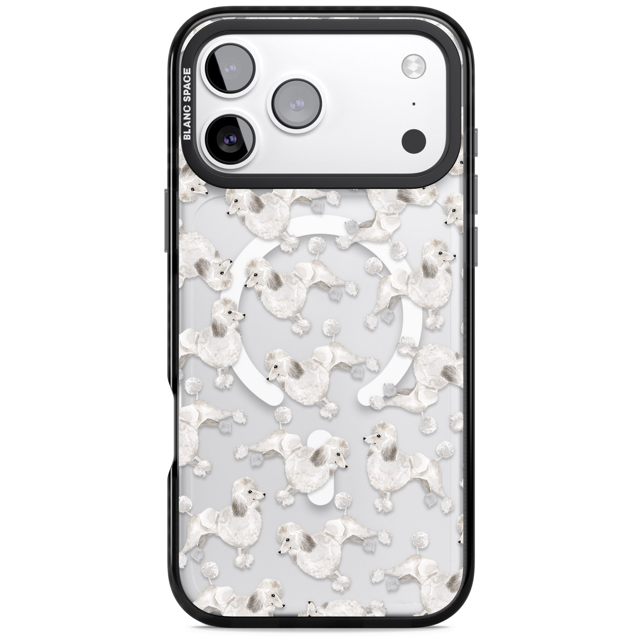 Poodle Watercolor Pattern iPhone 17 Pro Impact Pro Black Phone Case